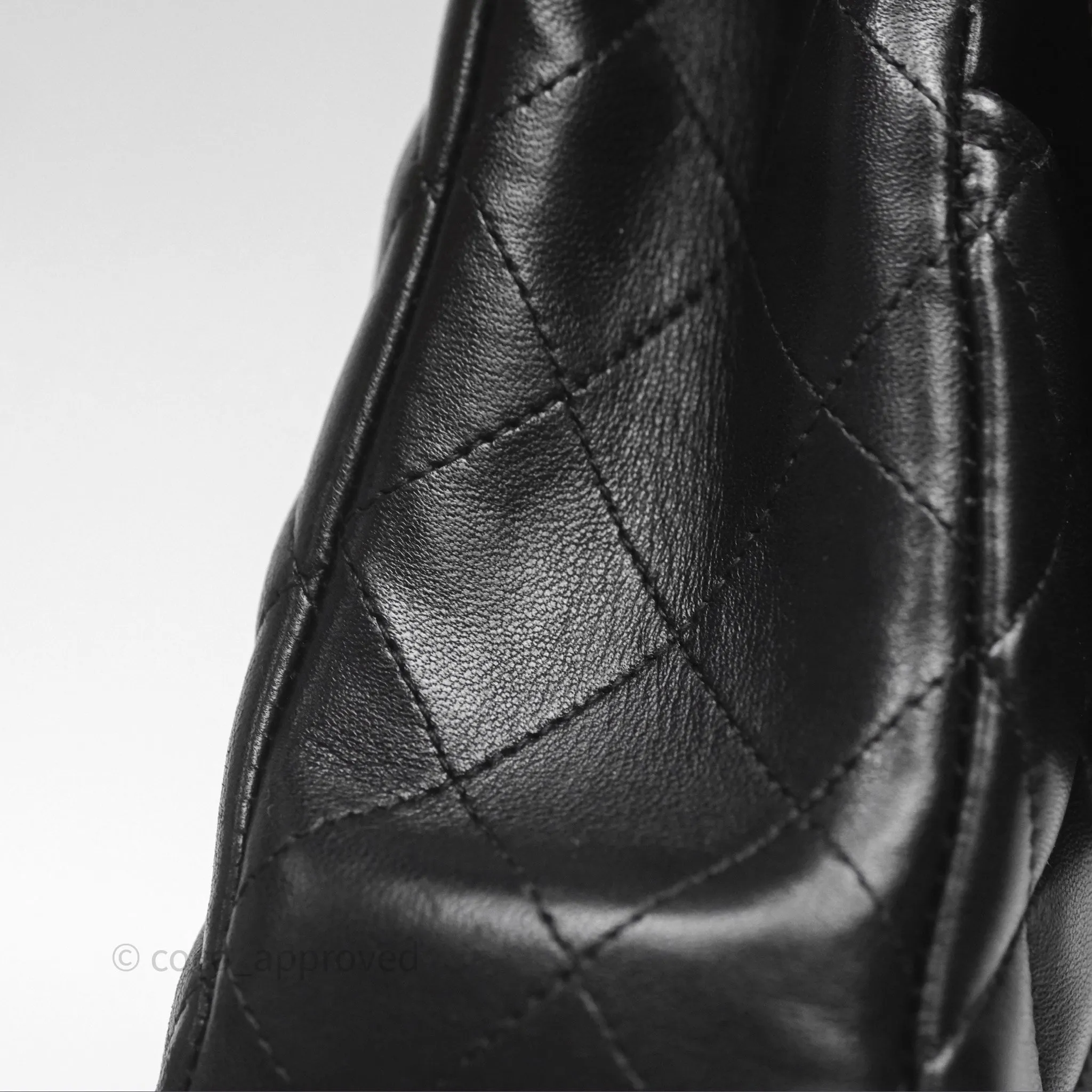 Chanel Classic M/L Medium Flap Quilted Black Lambskin Silver Hardware