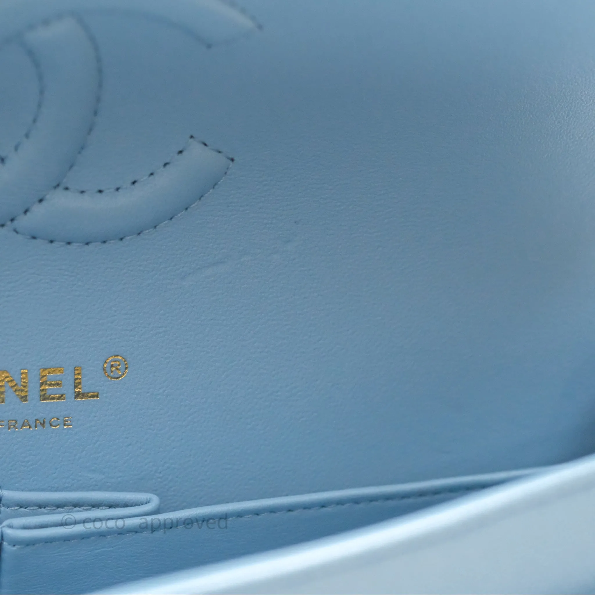 Chanel Classic M/L Medium Flap Quilted Blue Caviar Gold Hardware