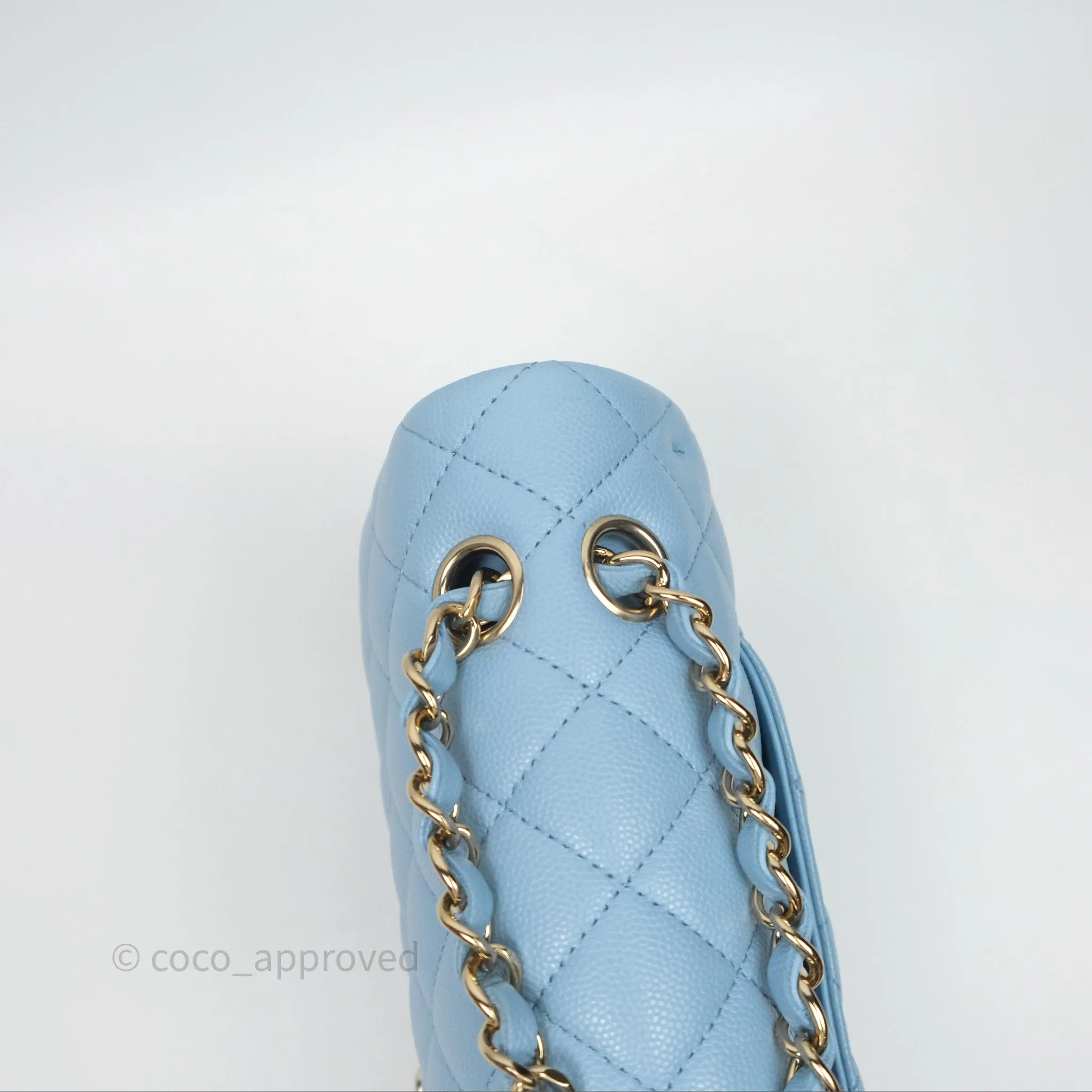 Chanel Classic M/L Medium Flap Quilted Blue Caviar Gold Hardware