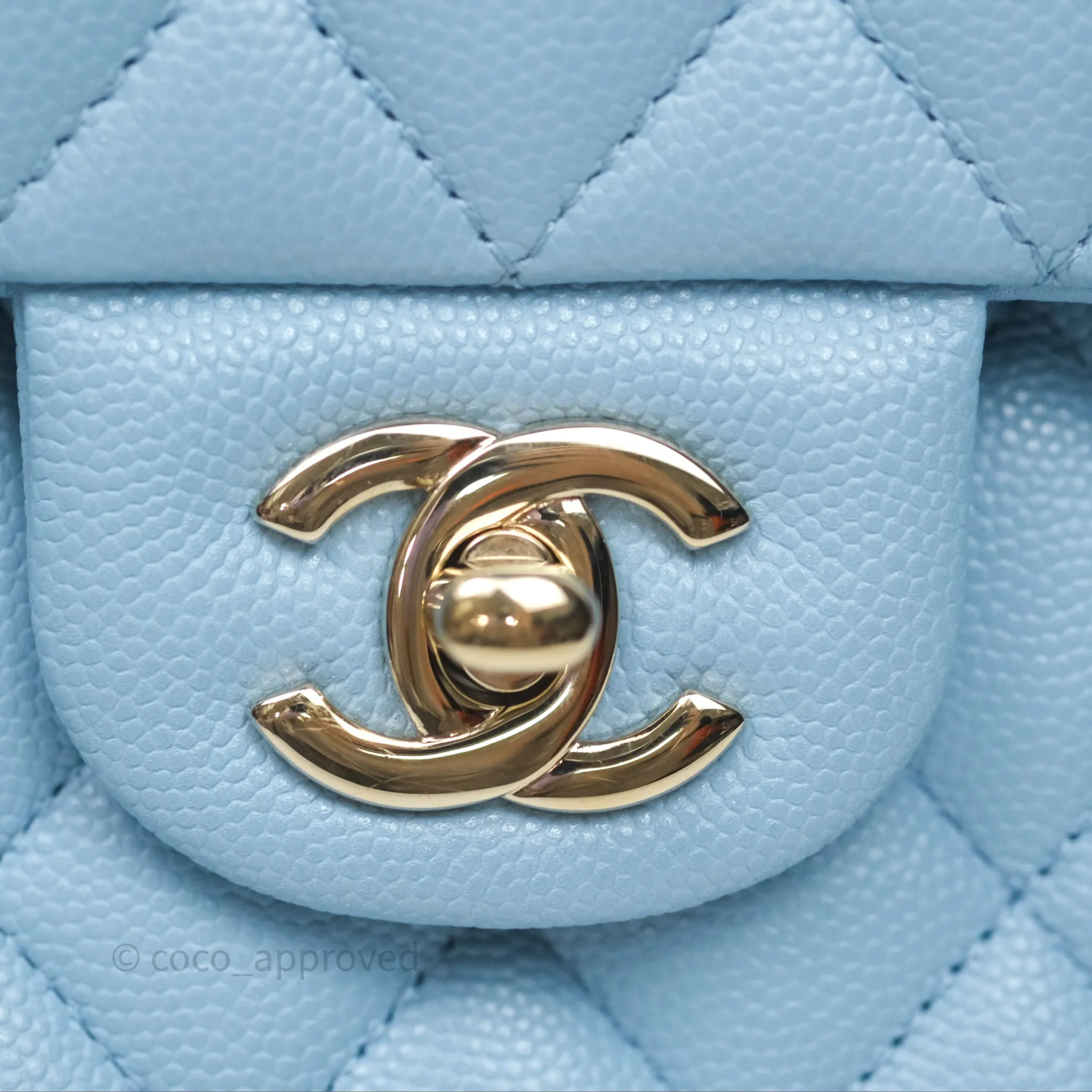 Chanel Classic M/L Medium Flap Quilted Blue Caviar Gold Hardware