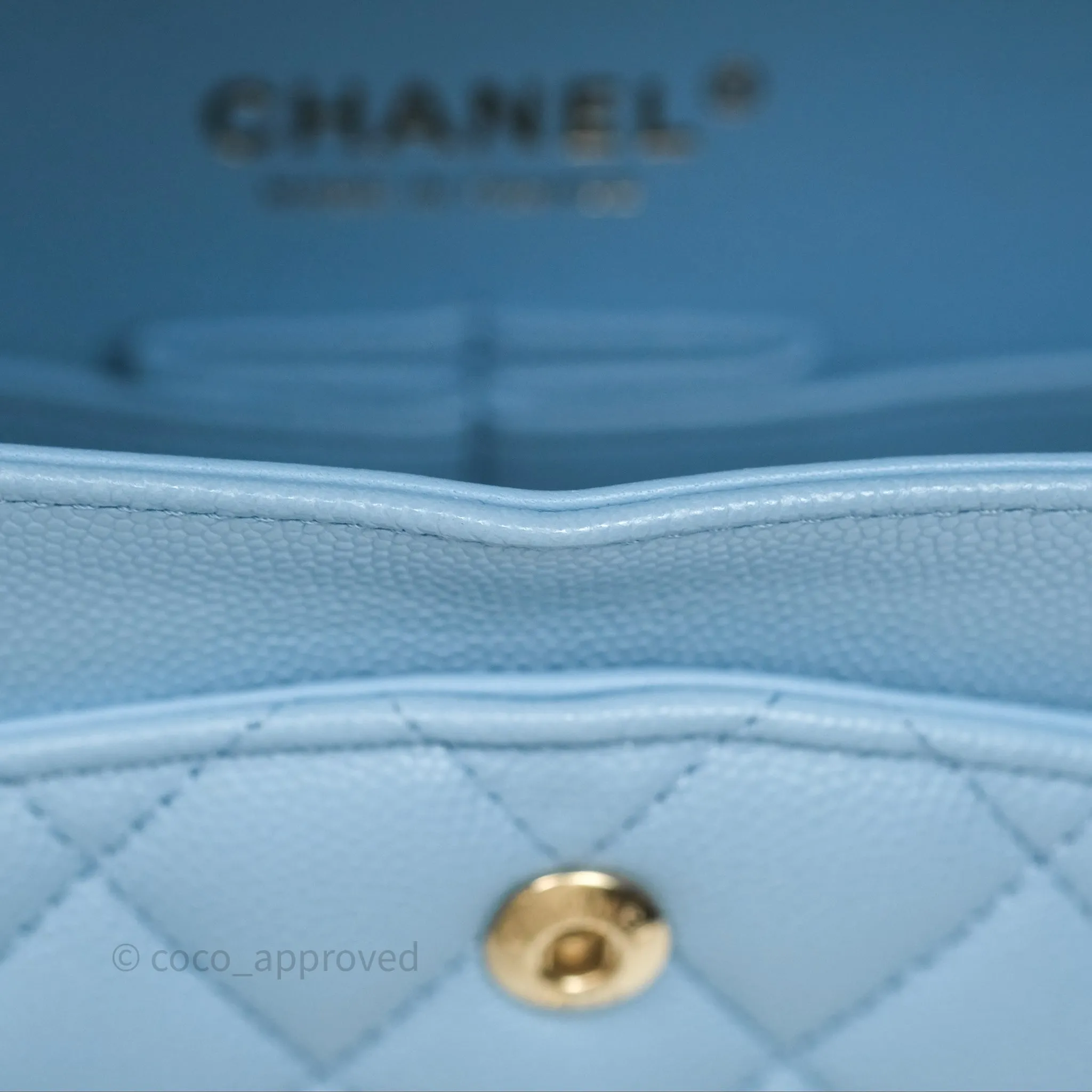 Chanel Classic M/L Medium Flap Quilted Blue Caviar Gold Hardware