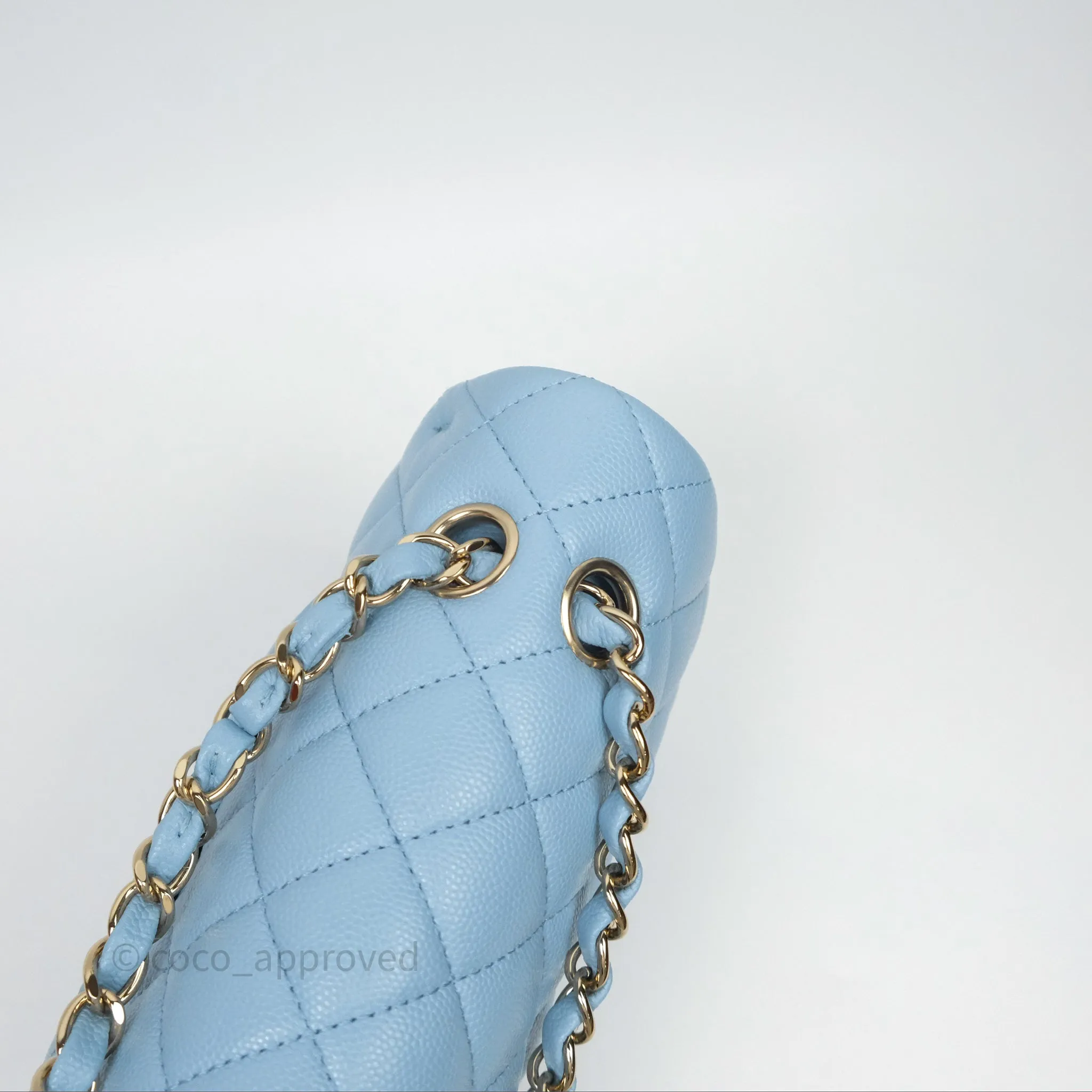 Chanel Classic M/L Medium Flap Quilted Blue Caviar Gold Hardware