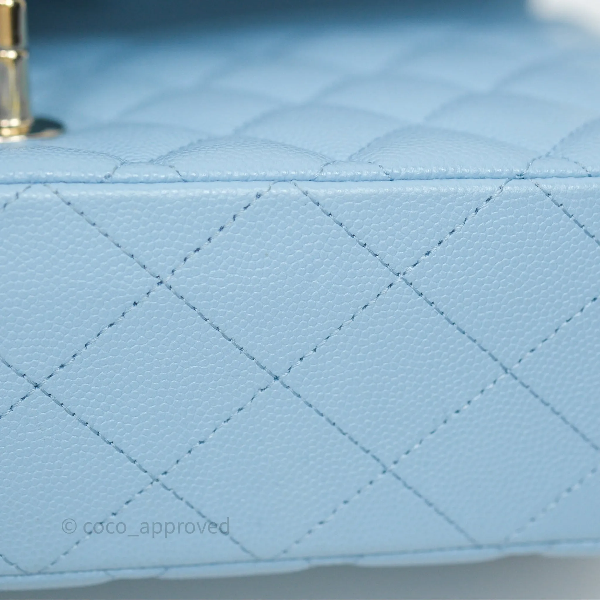 Chanel Classic M/L Medium Flap Quilted Blue Caviar Gold Hardware