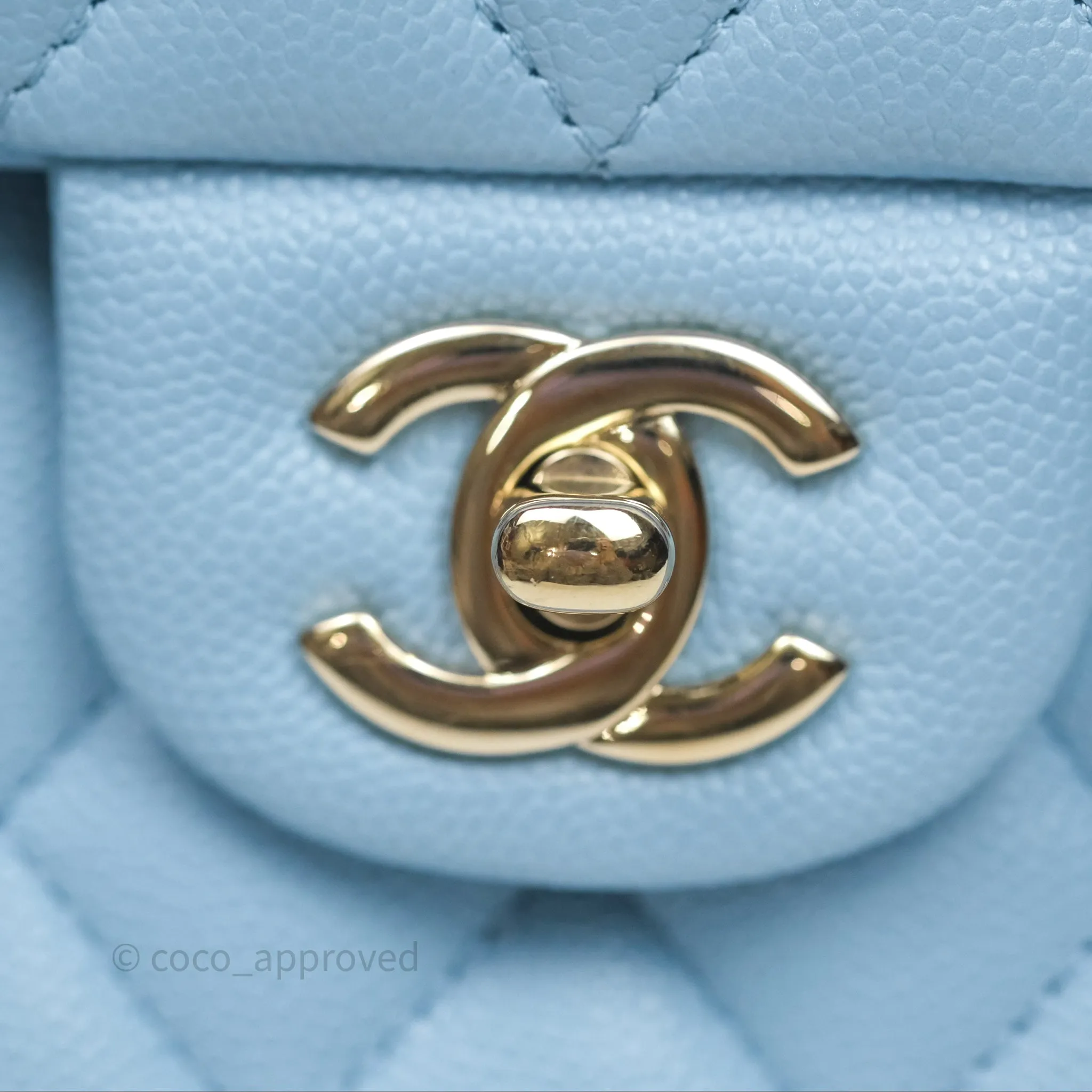 Chanel Classic M/L Medium Flap Quilted Blue Caviar Gold Hardware