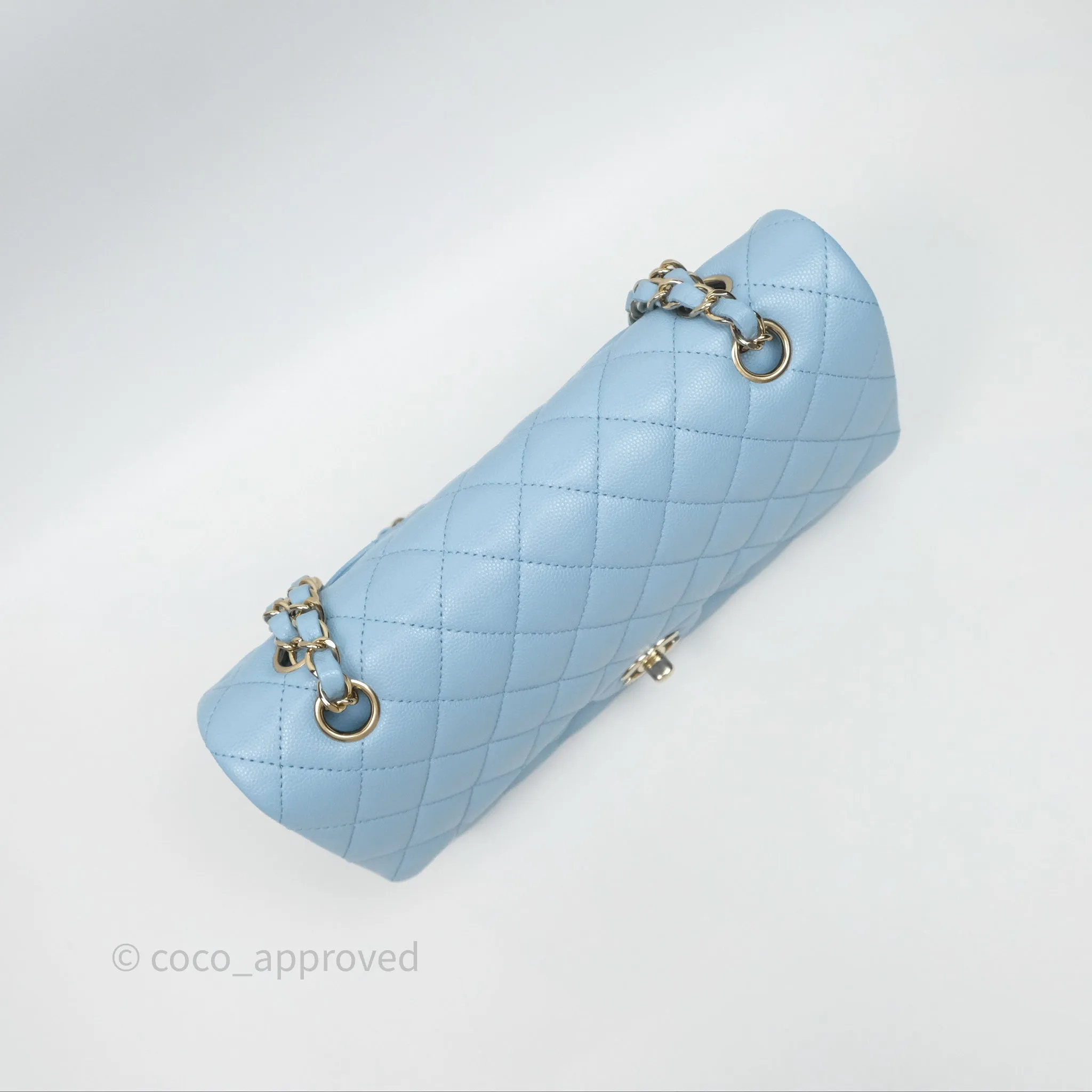 Chanel Classic M/L Medium Flap Quilted Blue Caviar Gold Hardware