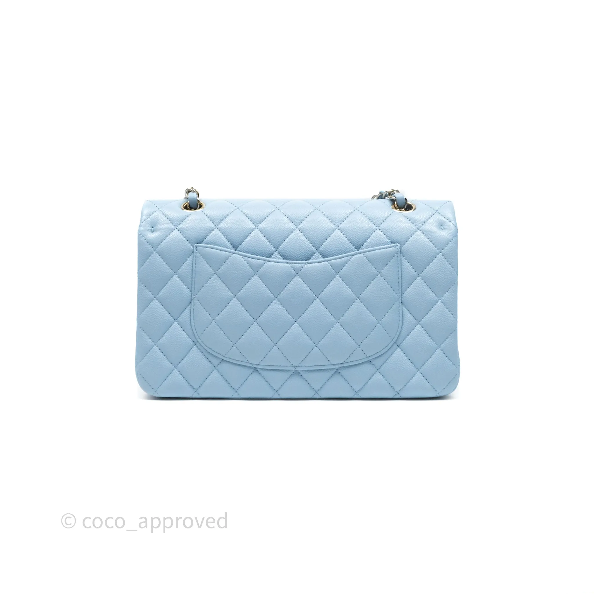 Chanel Classic M/L Medium Flap Quilted Blue Caviar Gold Hardware