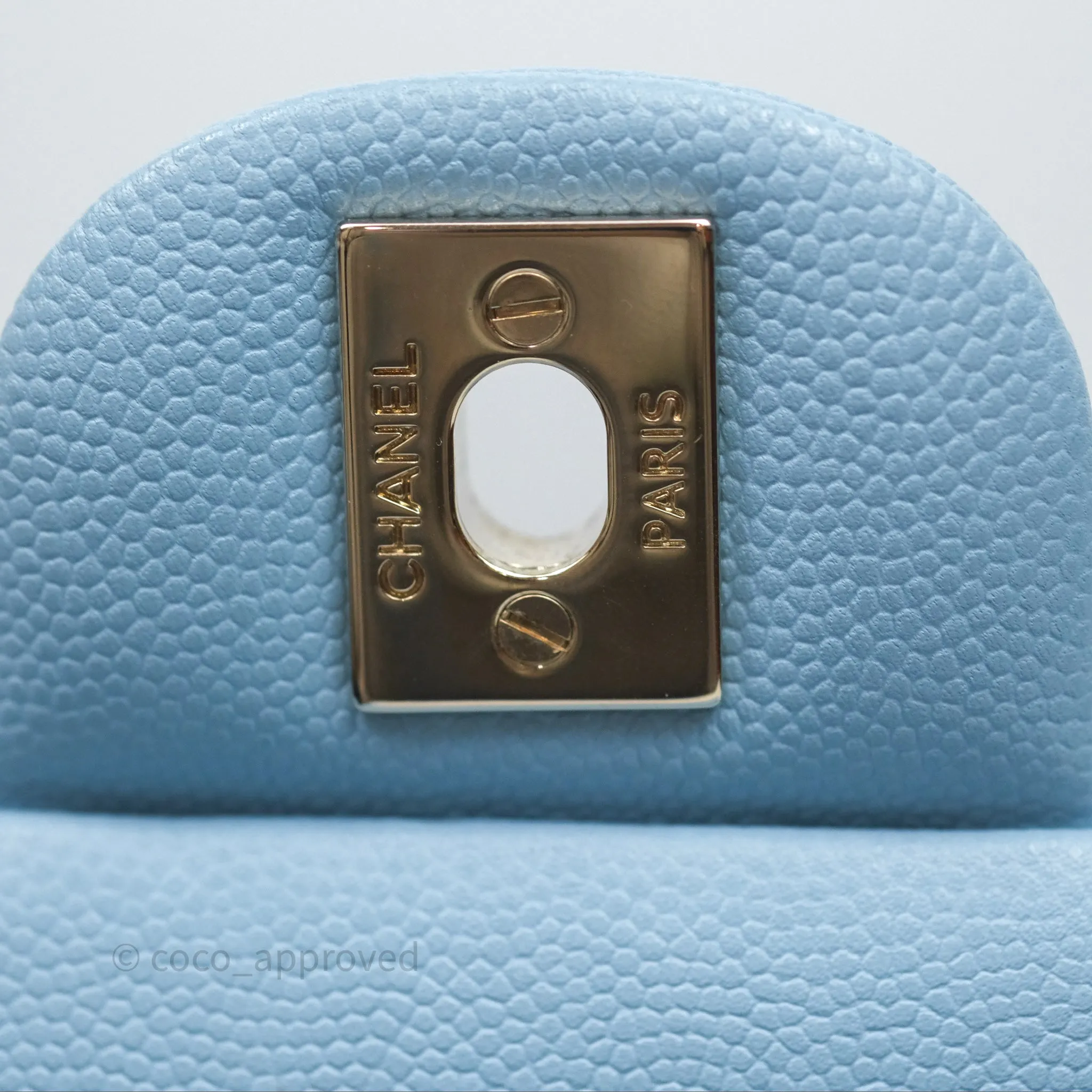 Chanel Classic M/L Medium Flap Quilted Blue Caviar Gold Hardware