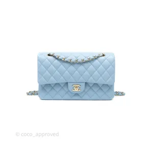 Chanel Classic M/L Medium Flap Quilted Blue Caviar Gold Hardware
