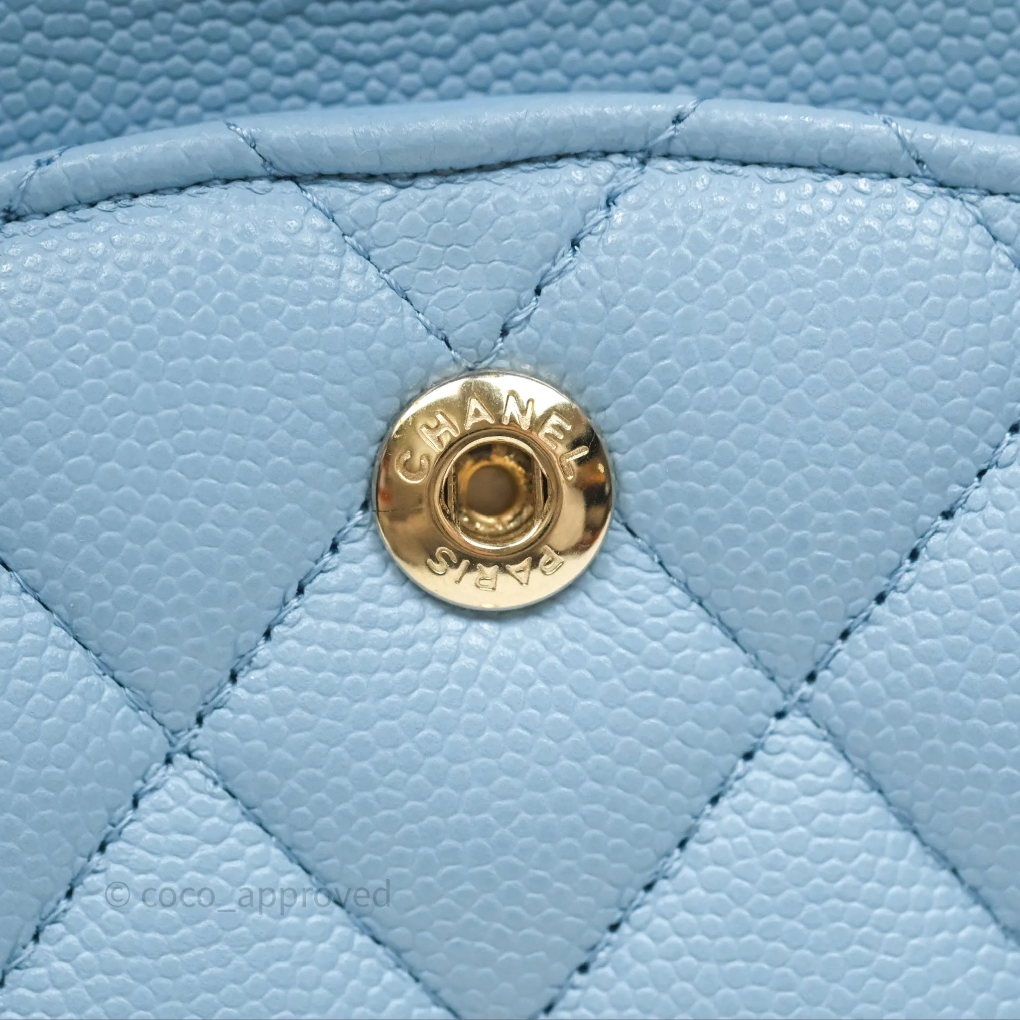 Chanel Classic M/L Medium Flap Quilted Blue Caviar Gold Hardware