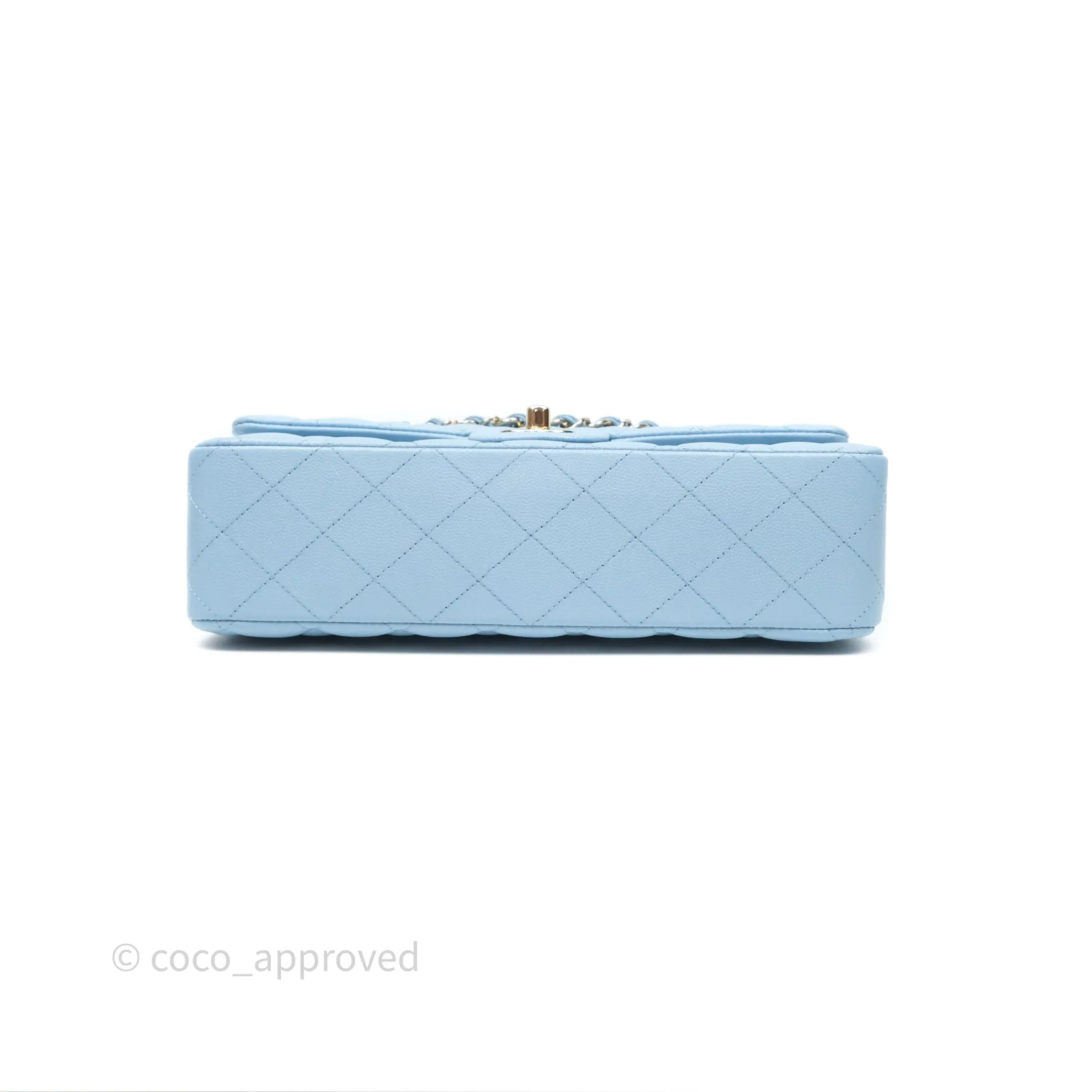 Chanel Classic M/L Medium Flap Quilted Blue Caviar Gold Hardware