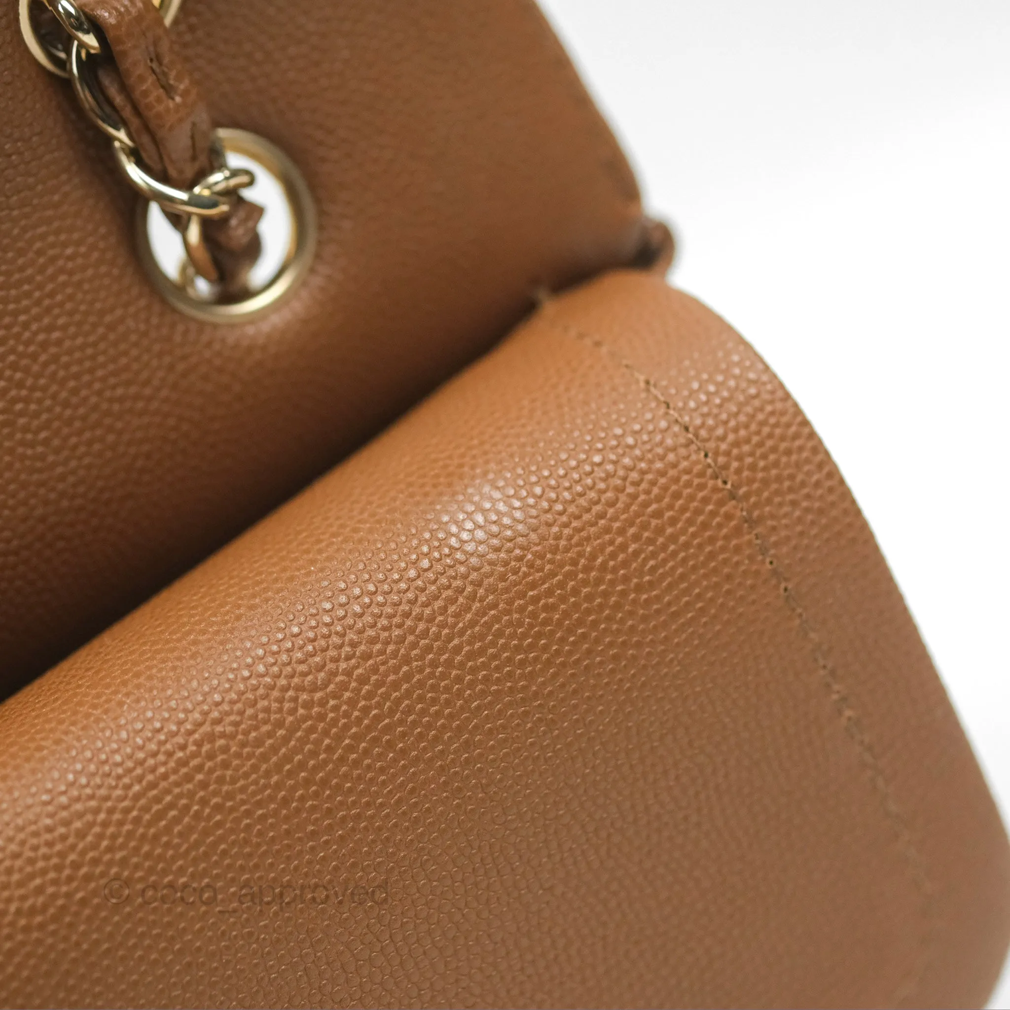 Chanel Classic M/L Medium Flap Quilted Brown Caviar Gold Hardware 17C