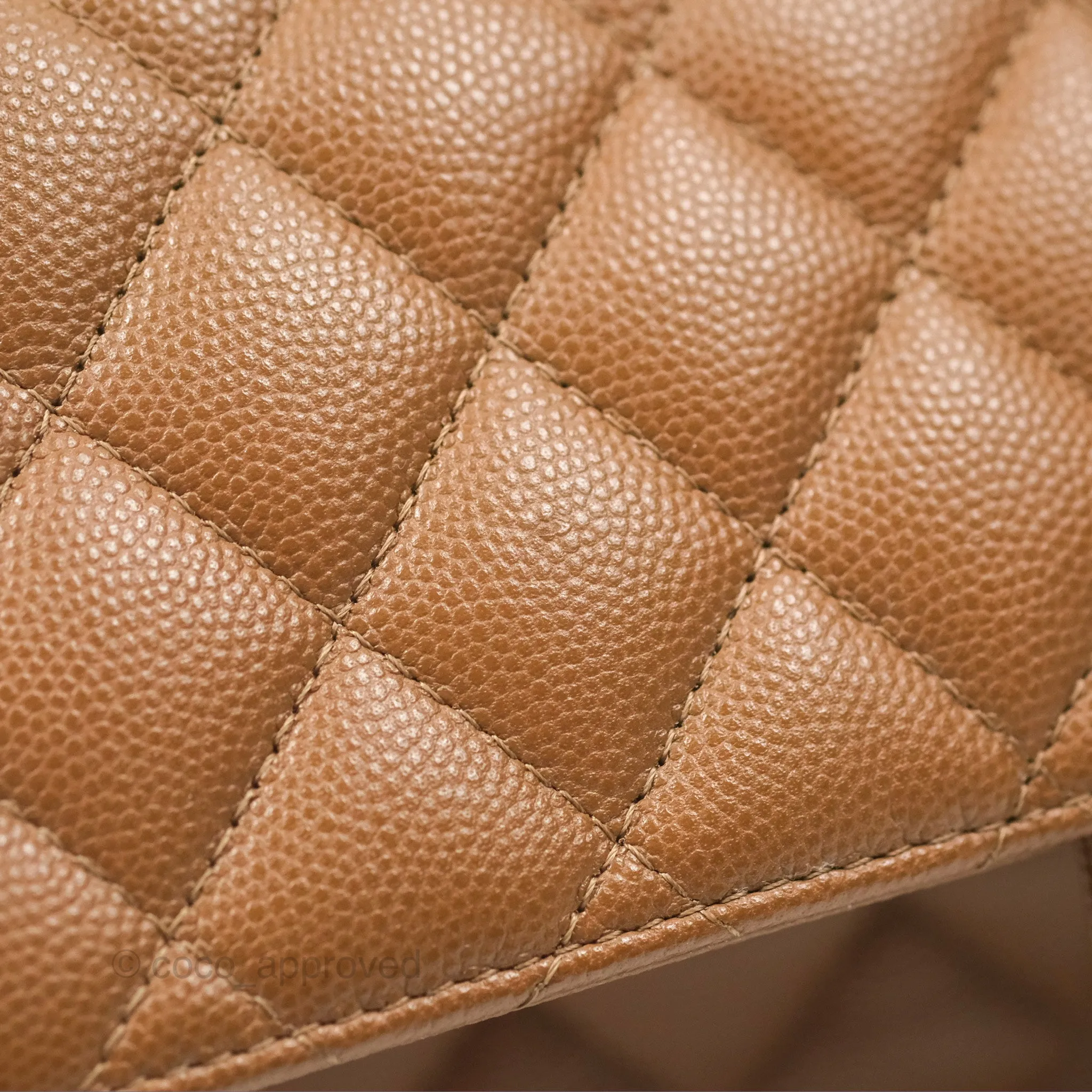 Chanel Classic M/L Medium Flap Quilted Brown Caviar Gold Hardware 17C