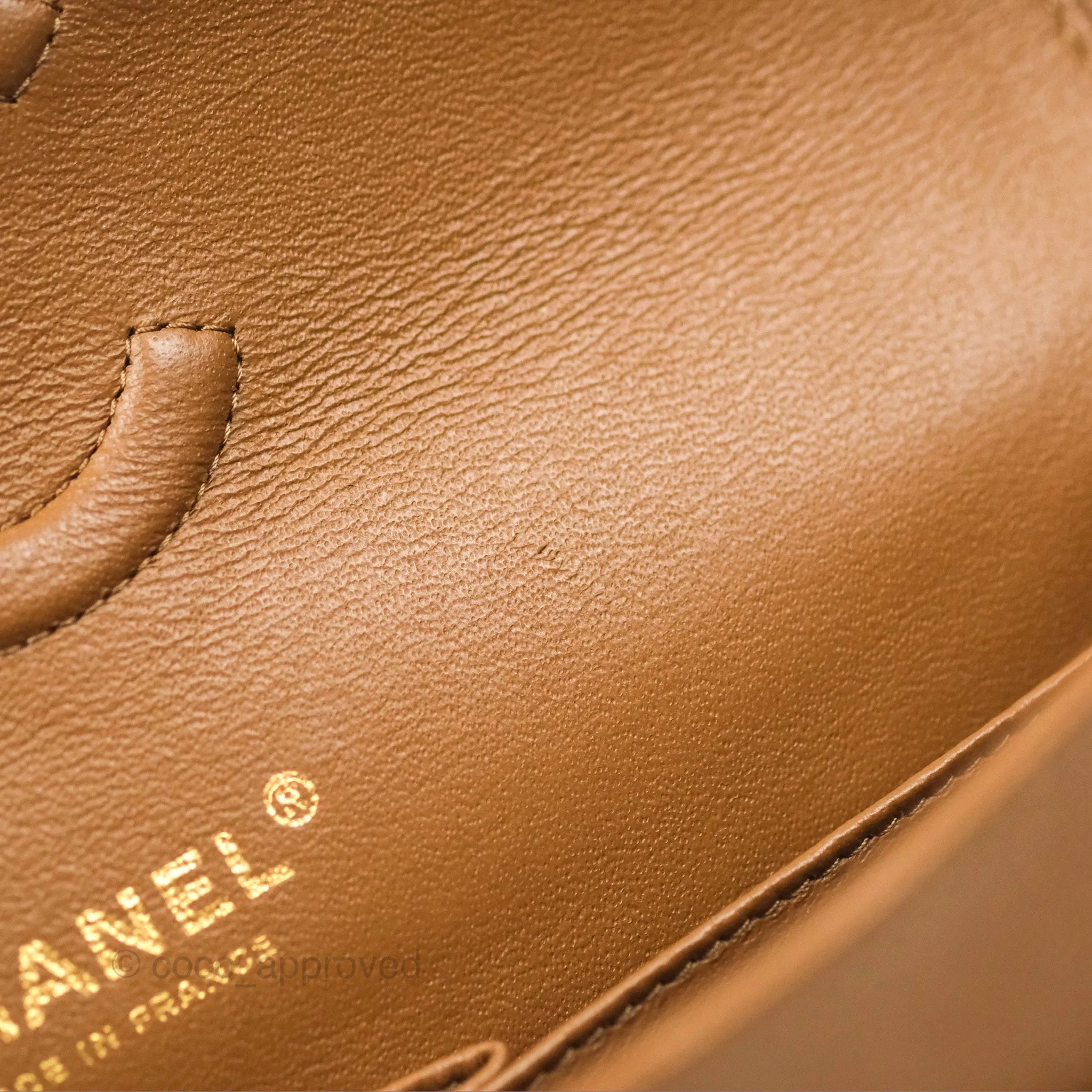 Chanel Classic M/L Medium Flap Quilted Brown Caviar Gold Hardware 17C