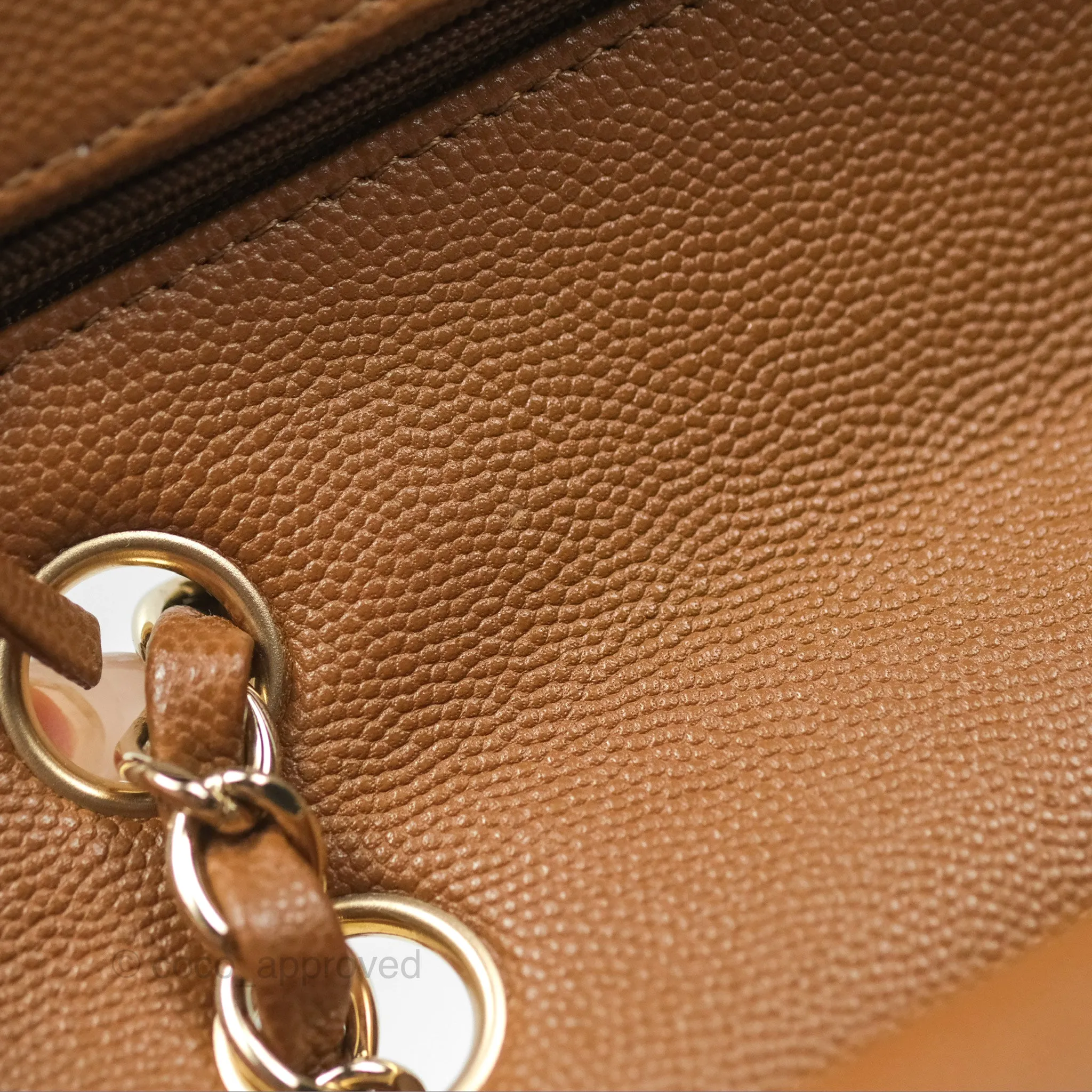 Chanel Classic M/L Medium Flap Quilted Brown Caviar Gold Hardware 17C