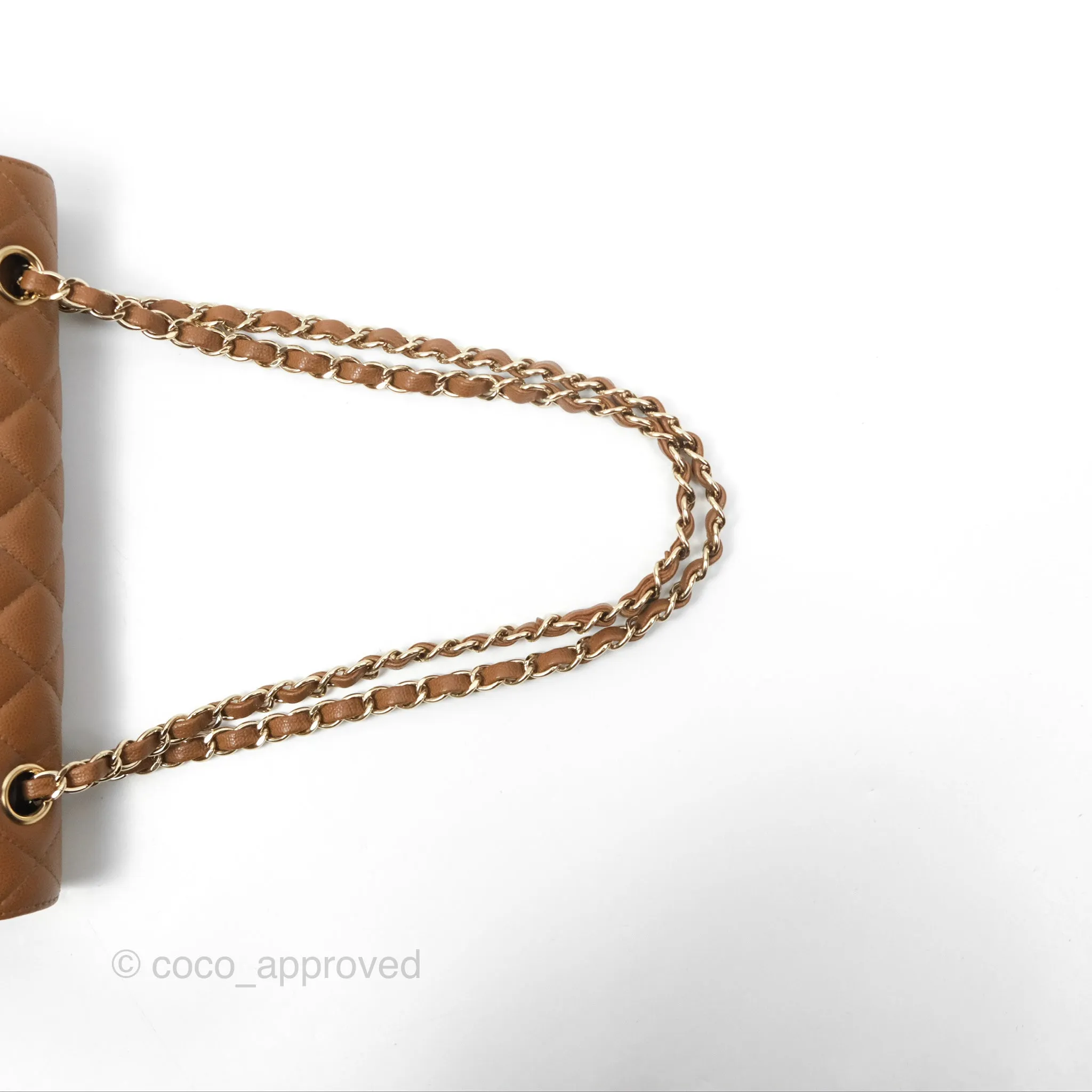 Chanel Classic M/L Medium Flap Quilted Brown Caviar Gold Hardware 17C