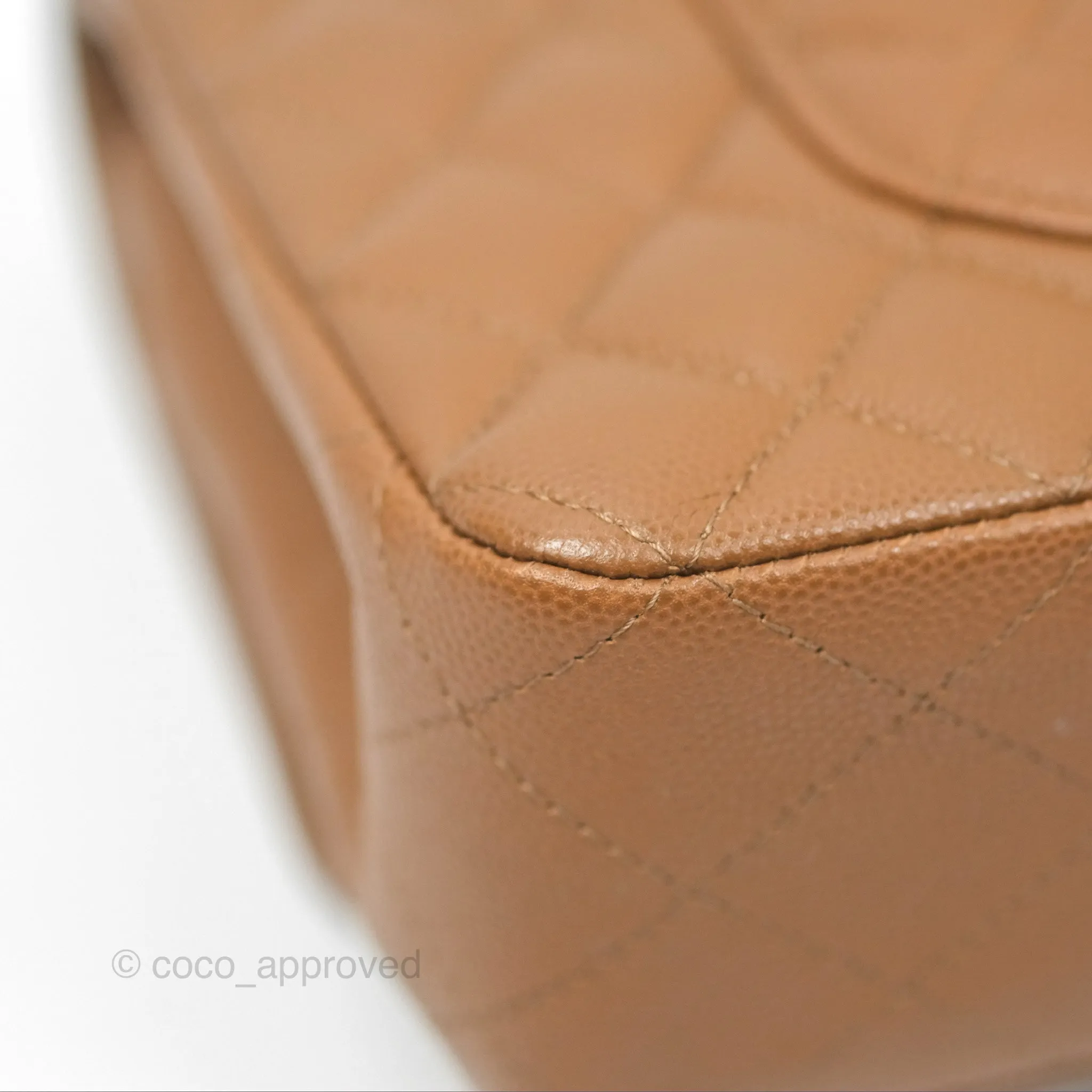 Chanel Classic M/L Medium Flap Quilted Brown Caviar Gold Hardware 17C