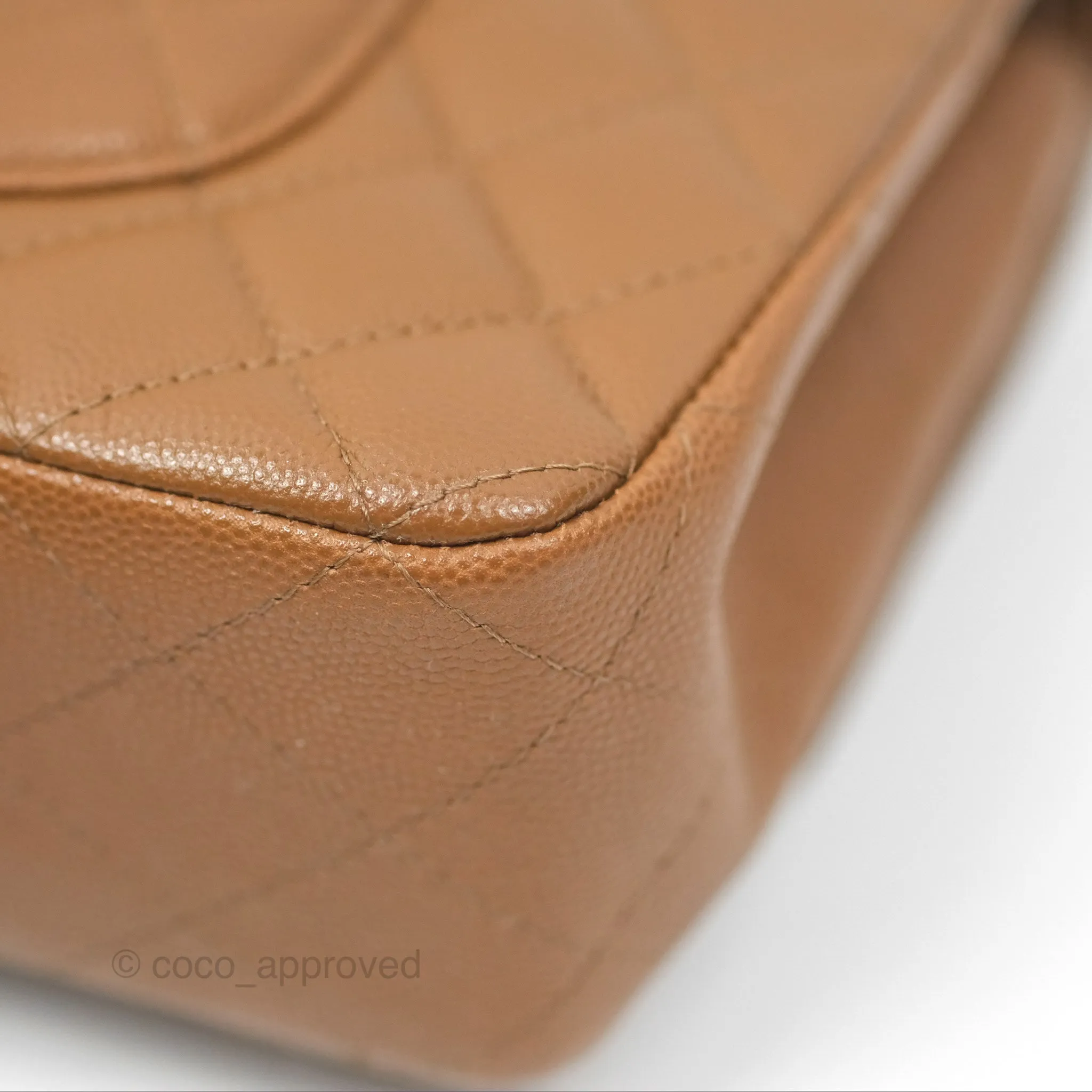 Chanel Classic M/L Medium Flap Quilted Brown Caviar Gold Hardware 17C