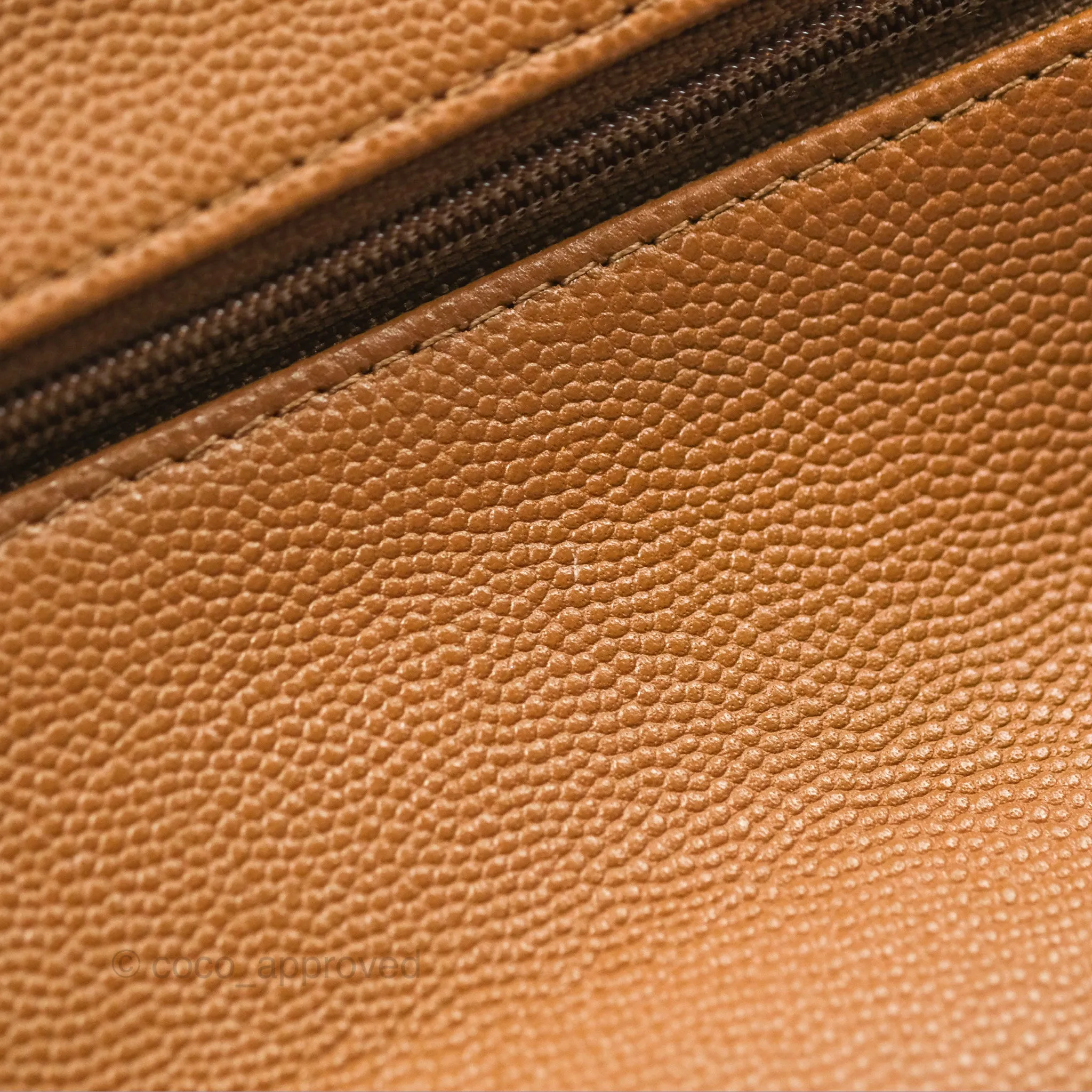 Chanel Classic M/L Medium Flap Quilted Brown Caviar Gold Hardware 17C