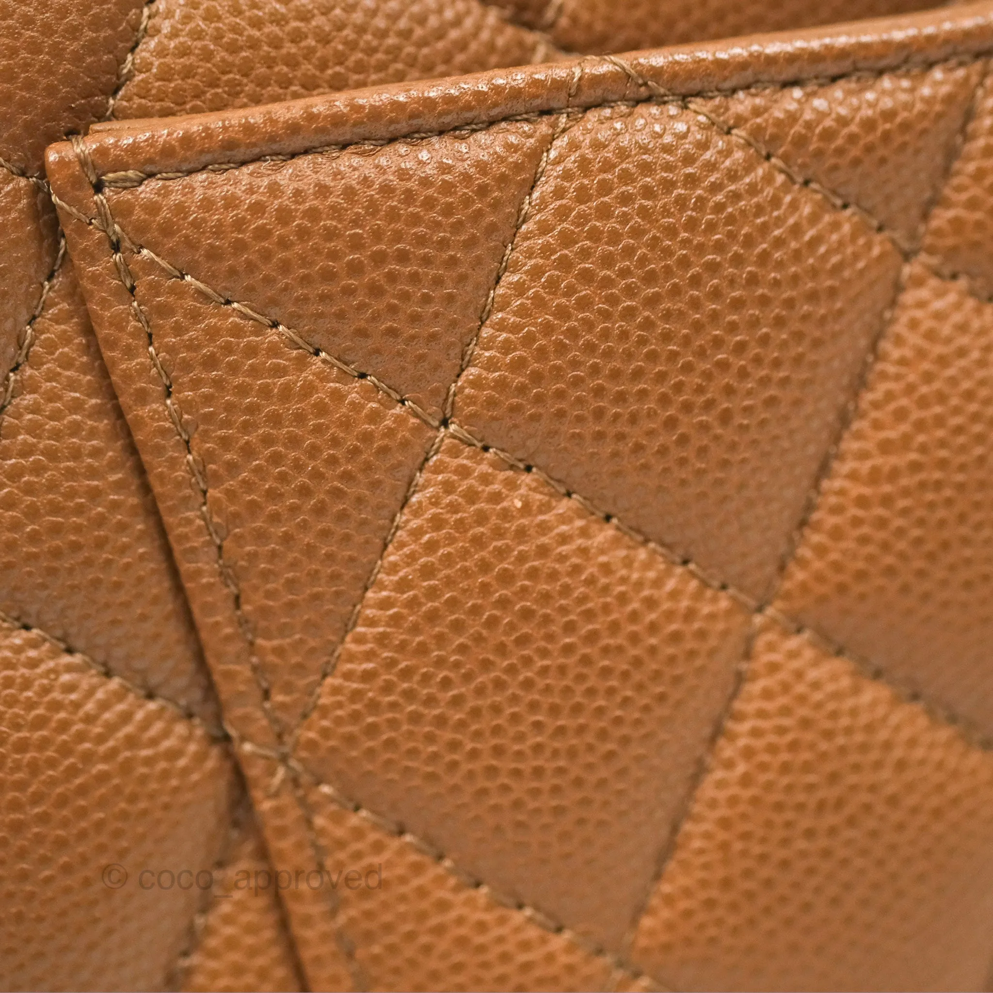 Chanel Classic M/L Medium Flap Quilted Brown Caviar Gold Hardware 17C
