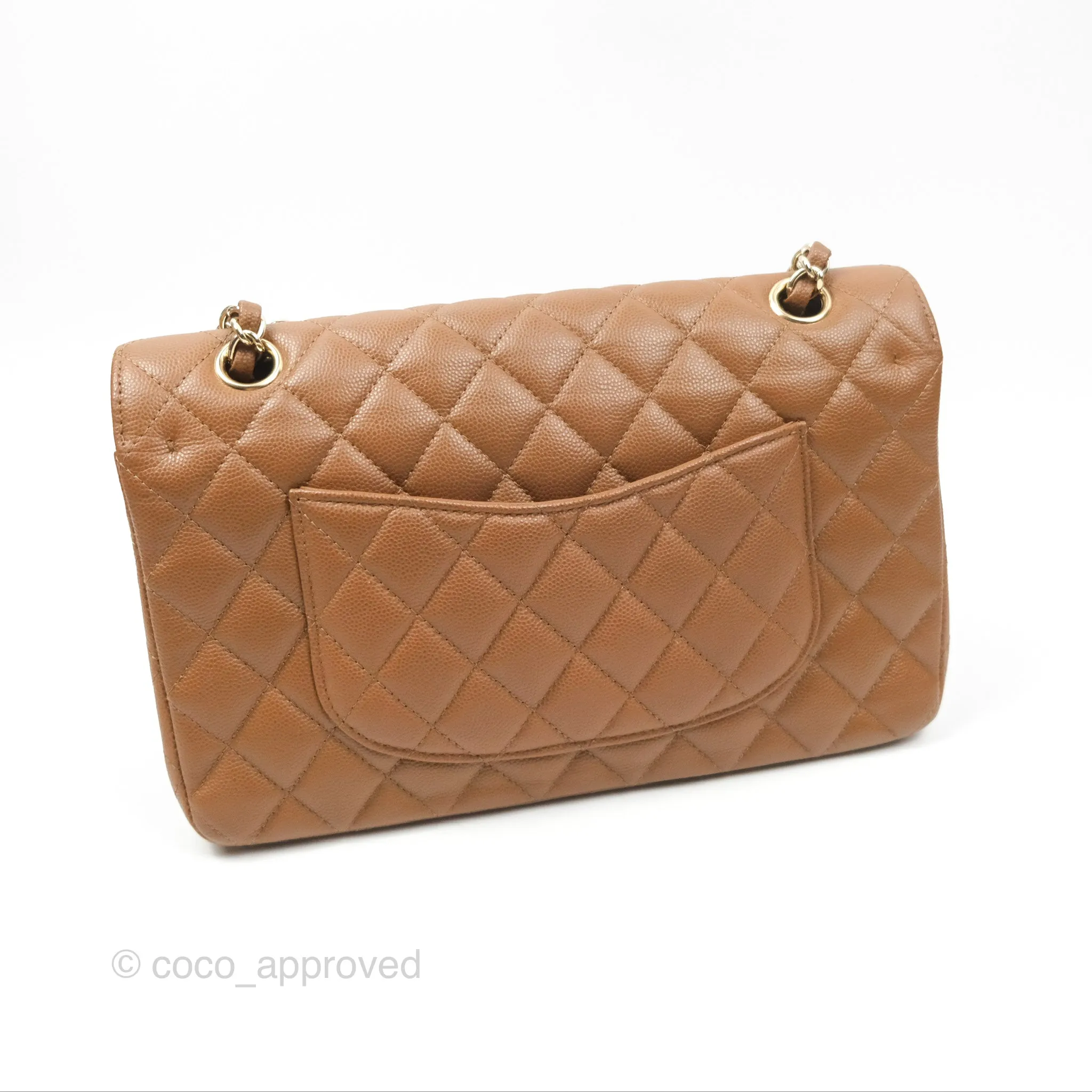 Chanel Classic M/L Medium Flap Quilted Brown Caviar Gold Hardware 17C