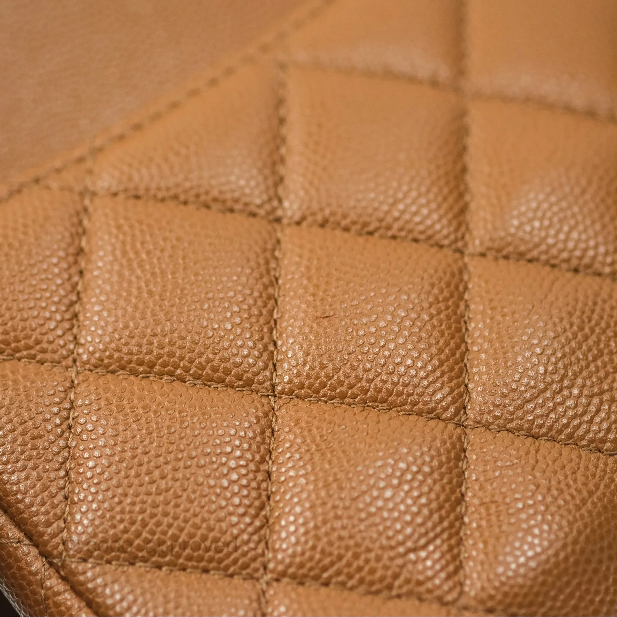 Chanel Classic M/L Medium Flap Quilted Brown Caviar Gold Hardware 17C