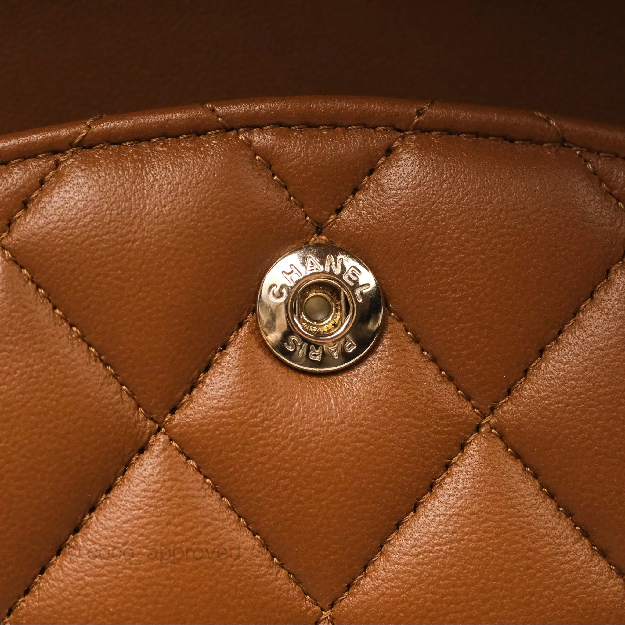 Chanel Classic M/L Medium Flap Quilted Brown Lambskin Gold Hardware
