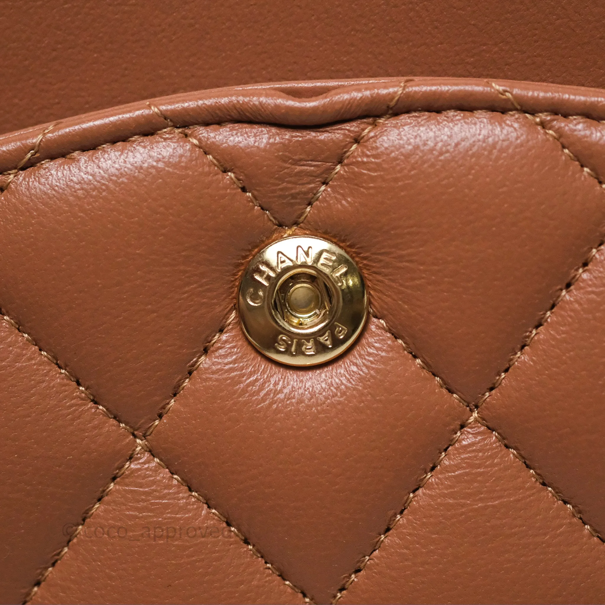 Chanel Classic M/L Medium Flap Quilted Dark Beige Caramel Lambskin Gold Hardware