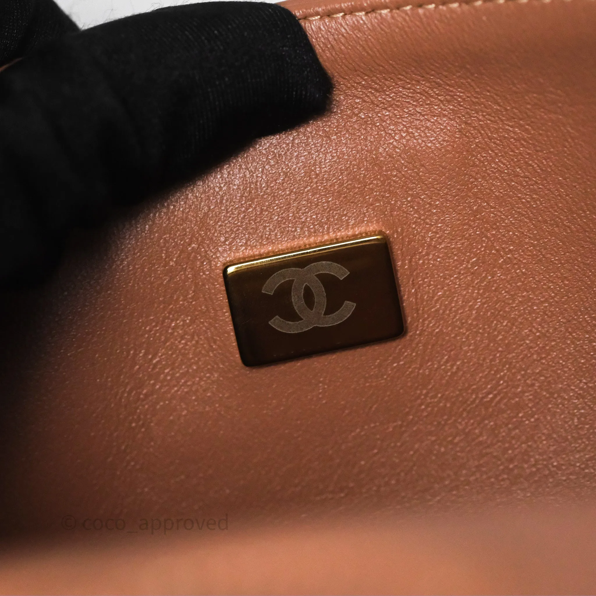 Chanel Classic M/L Medium Flap Quilted Dark Beige Caramel Lambskin Gold Hardware