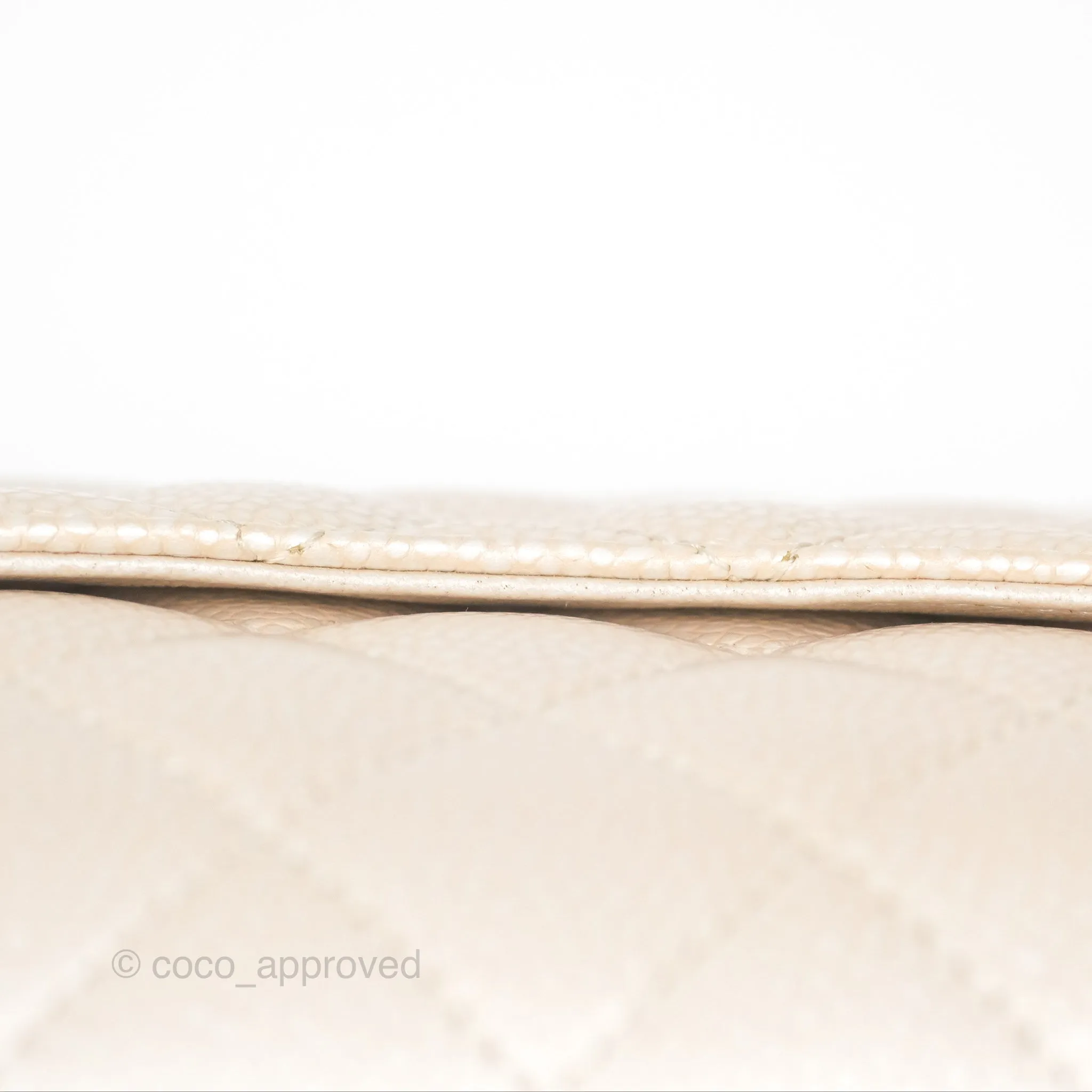 Chanel Classic M/L Medium Flap Quilted Pearly Ivory Beige Caviar Matte Gold Hardware 12P