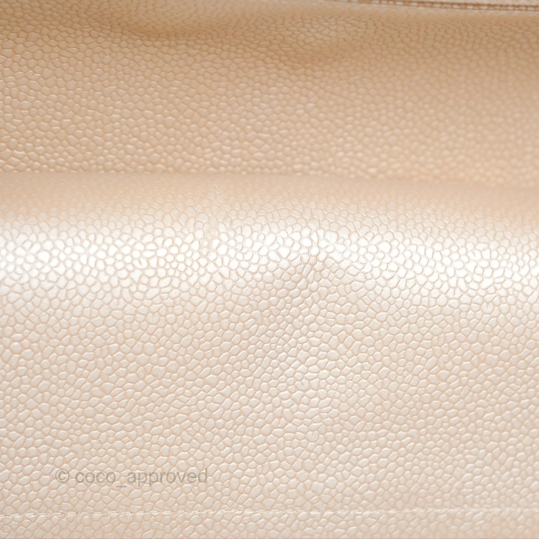 Chanel Classic M/L Medium Flap Quilted Pearly Ivory Beige Caviar Matte Gold Hardware 12P
