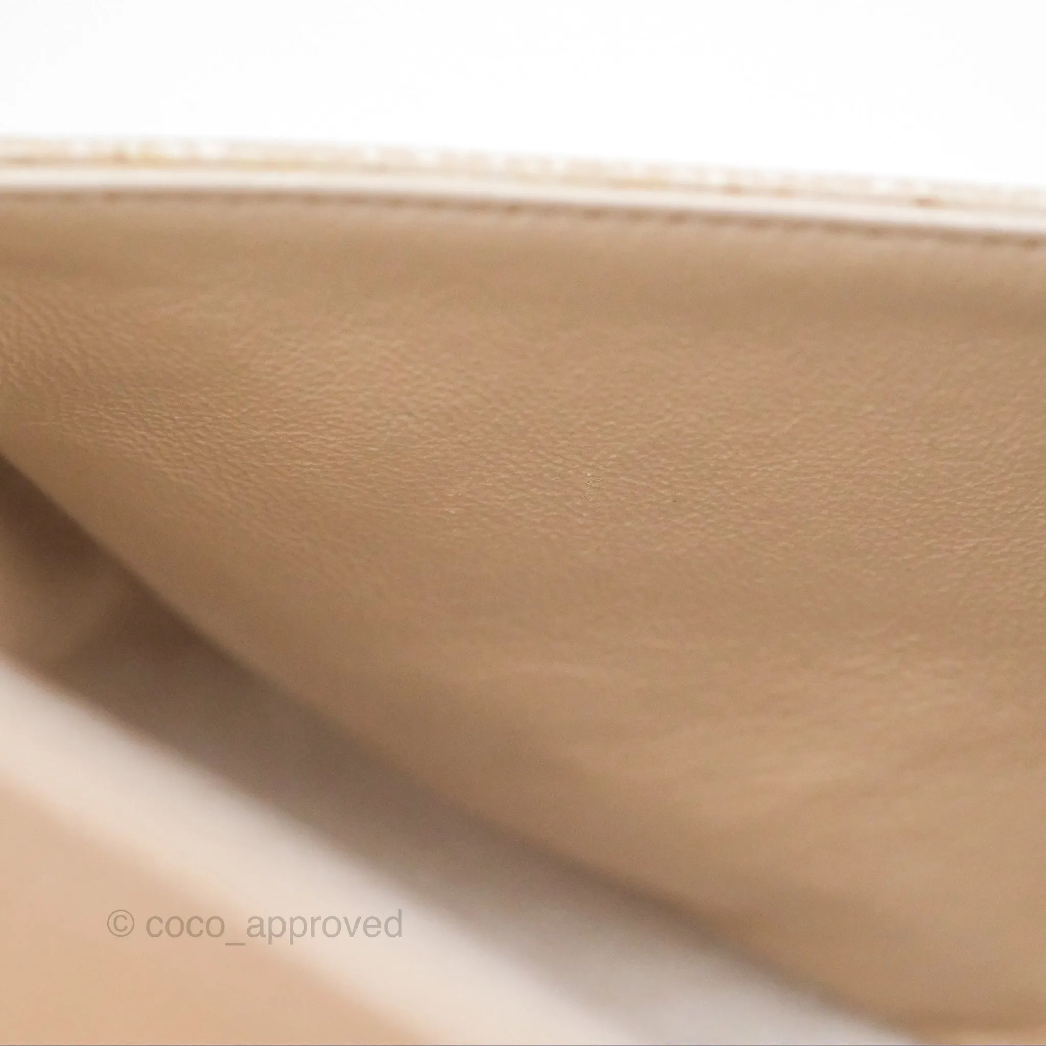 Chanel Classic M/L Medium Flap Quilted Pearly Ivory Beige Caviar Matte Gold Hardware 12P