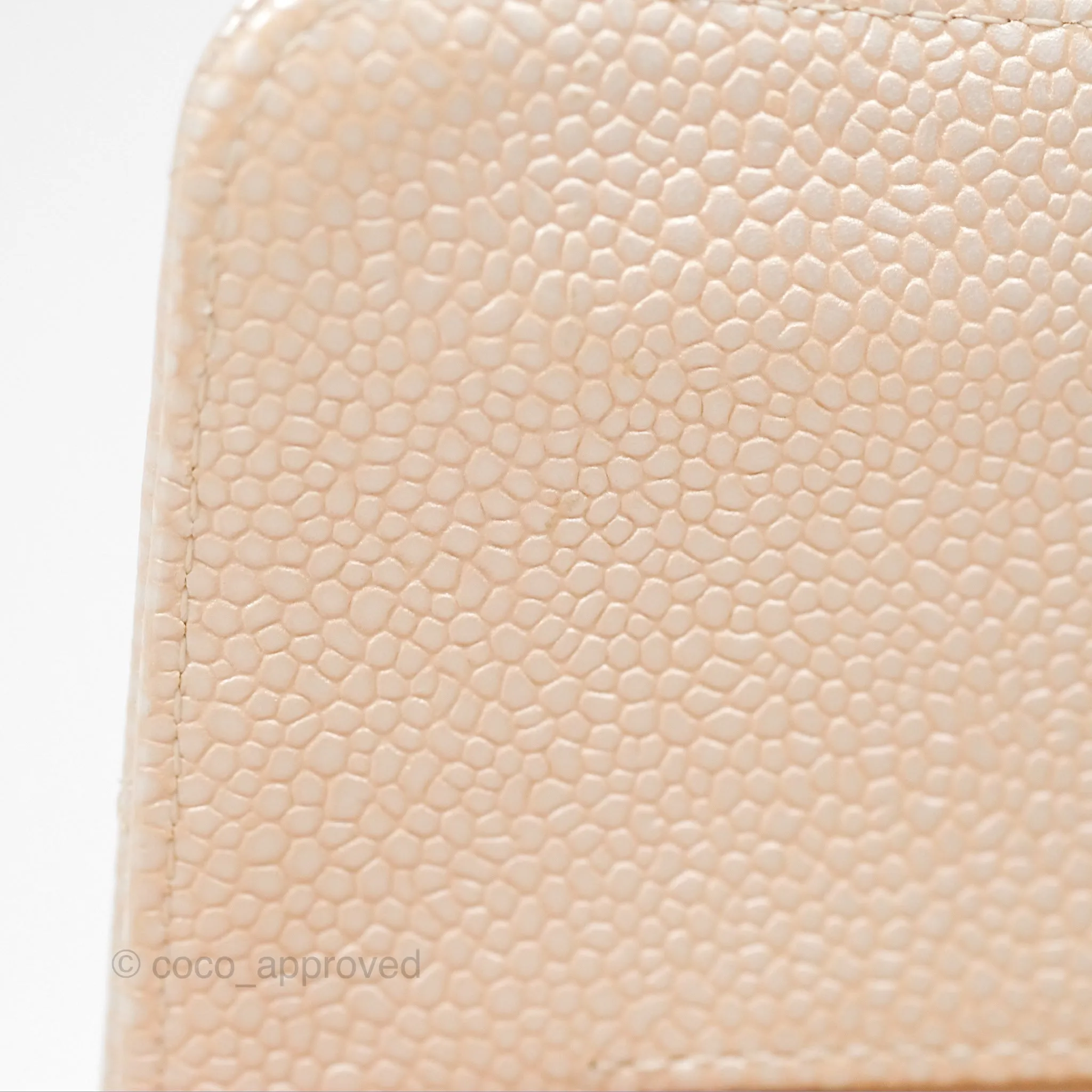 Chanel Classic M/L Medium Flap Quilted Pearly Ivory Beige Caviar Matte Gold Hardware 12P