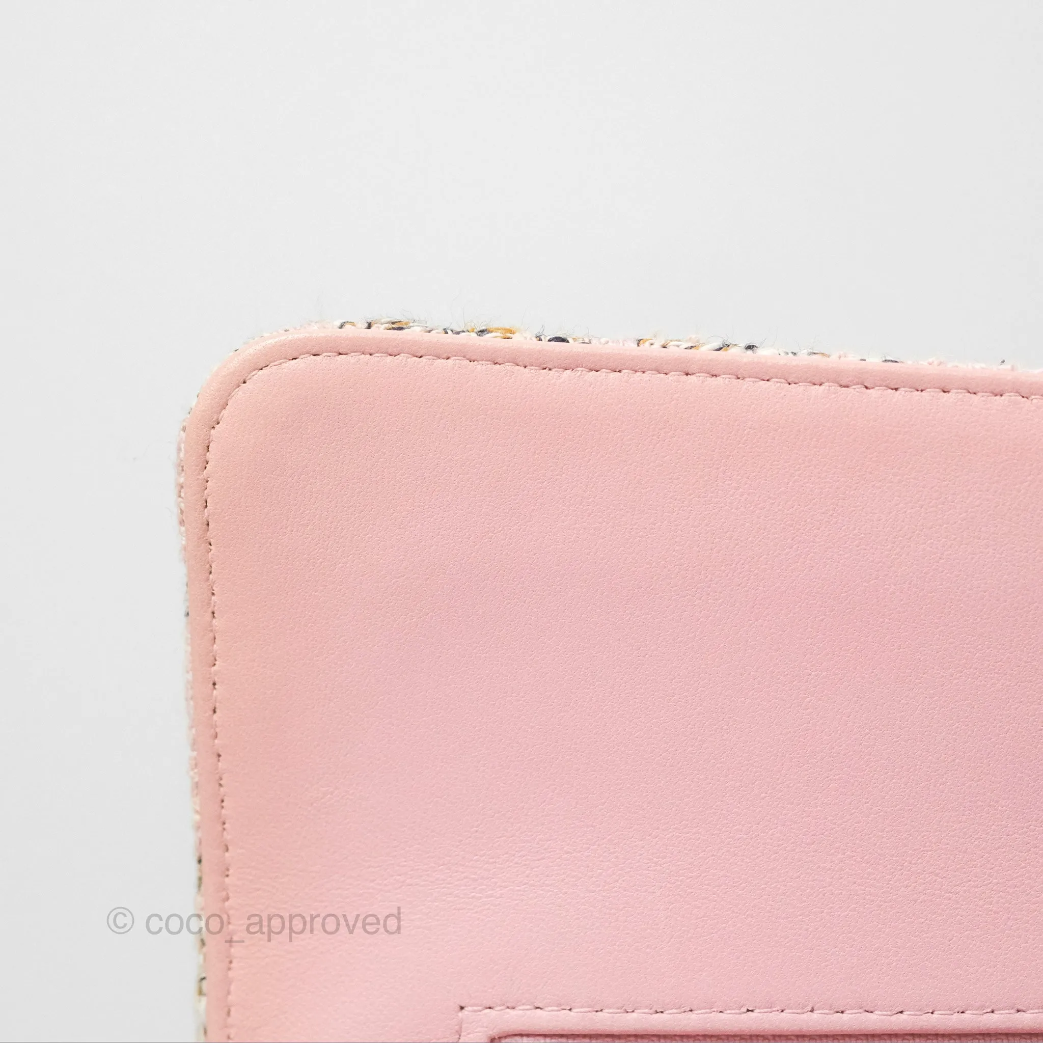 Chanel Classic M/L Medium Flap Quilted Pink Tweed Silver Hardware