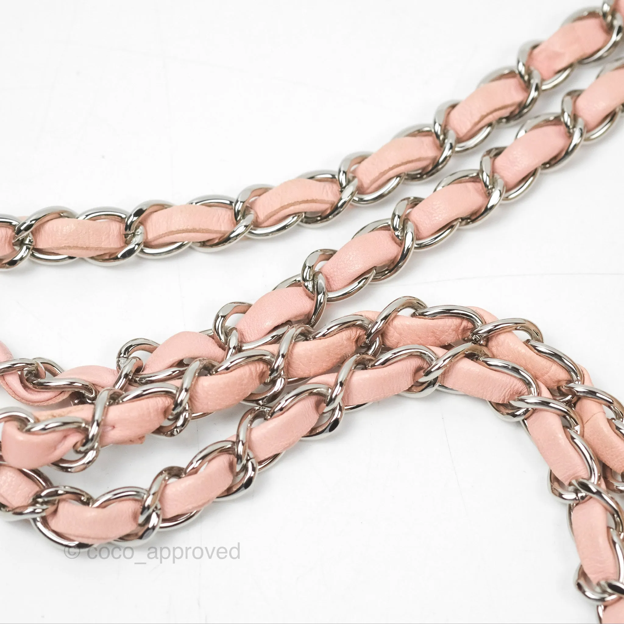 Chanel Classic M/L Medium Flap Quilted Pink Tweed Silver Hardware