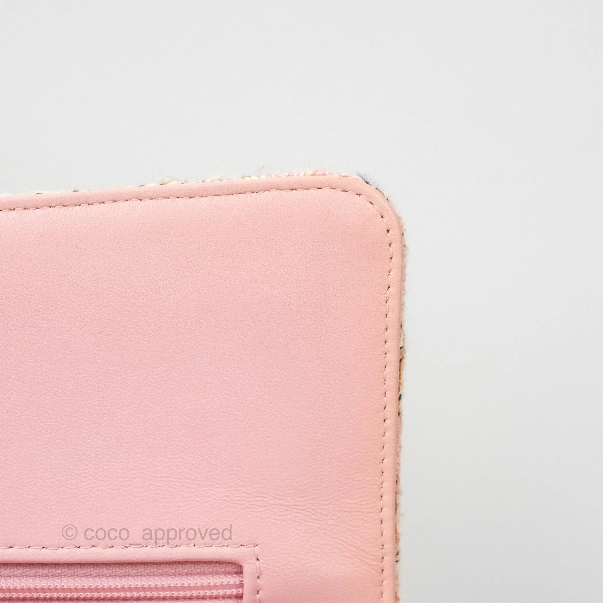 Chanel Classic M/L Medium Flap Quilted Pink Tweed Silver Hardware