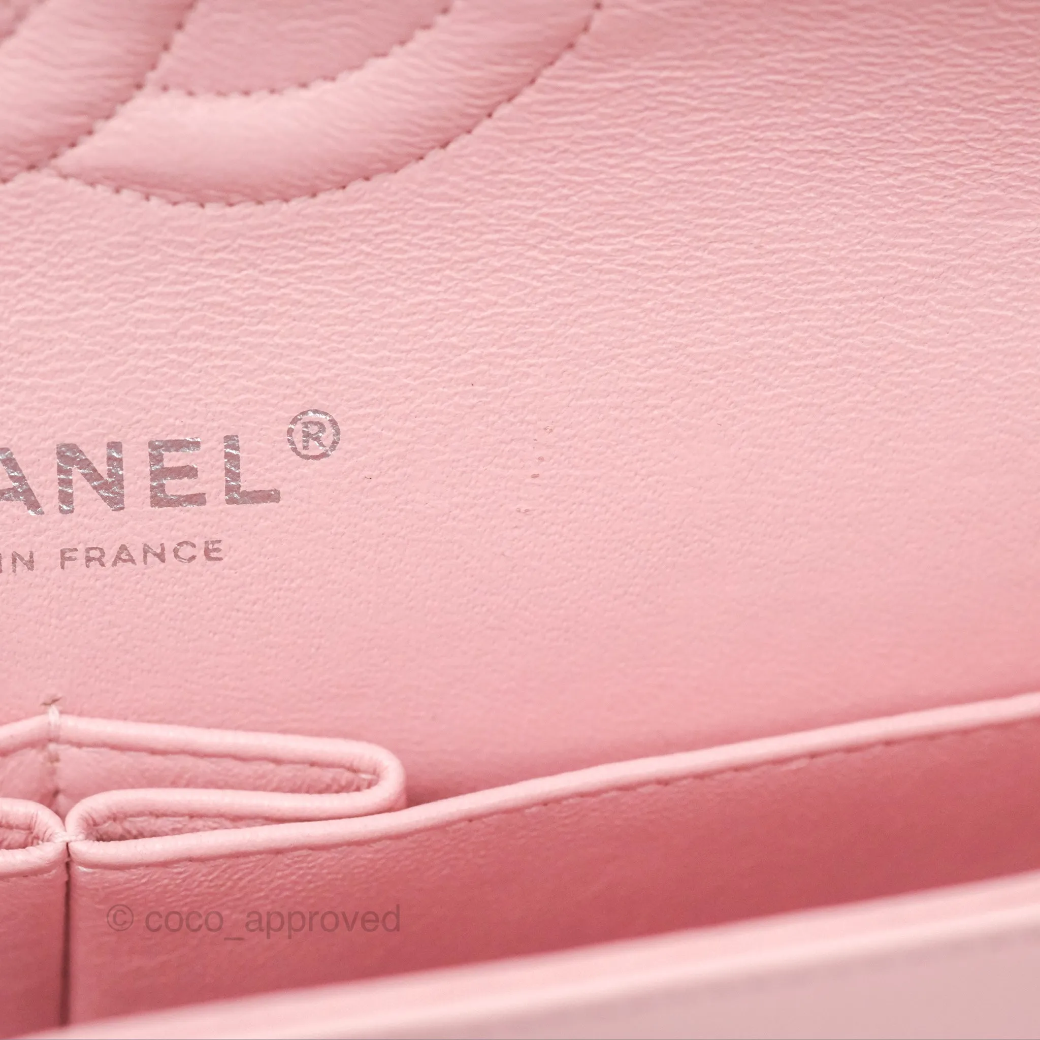 Chanel Classic M/L Medium Flap Quilted Pink Tweed Silver Hardware