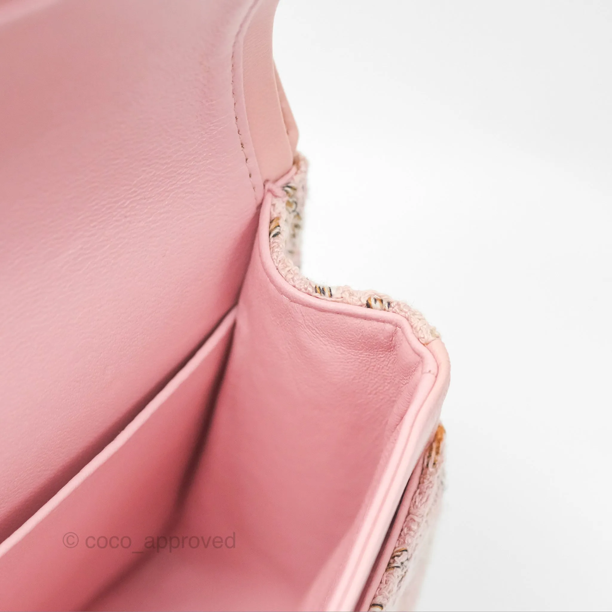 Chanel Classic M/L Medium Flap Quilted Pink Tweed Silver Hardware