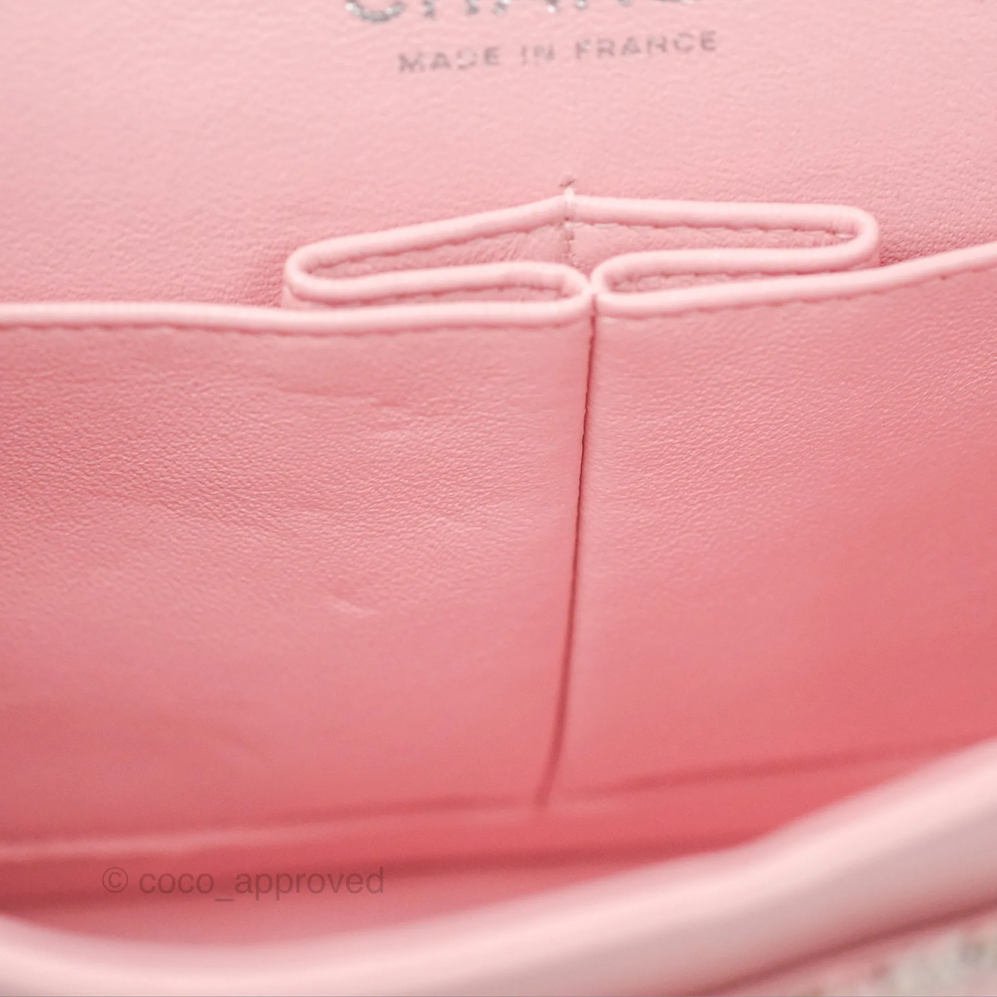 Chanel Classic M/L Medium Flap Quilted Pink Tweed Silver Hardware