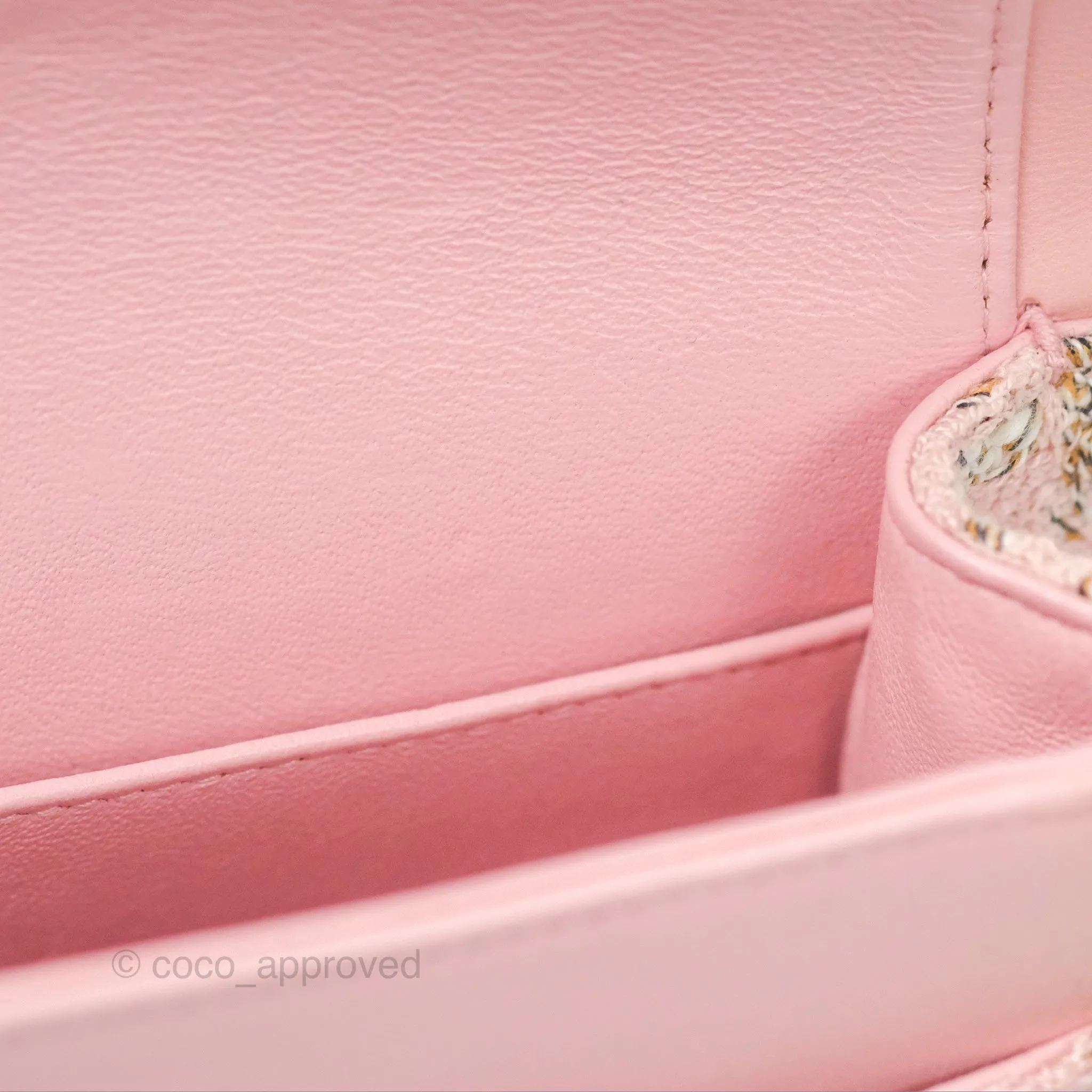 Chanel Classic M/L Medium Flap Quilted Pink Tweed Silver Hardware