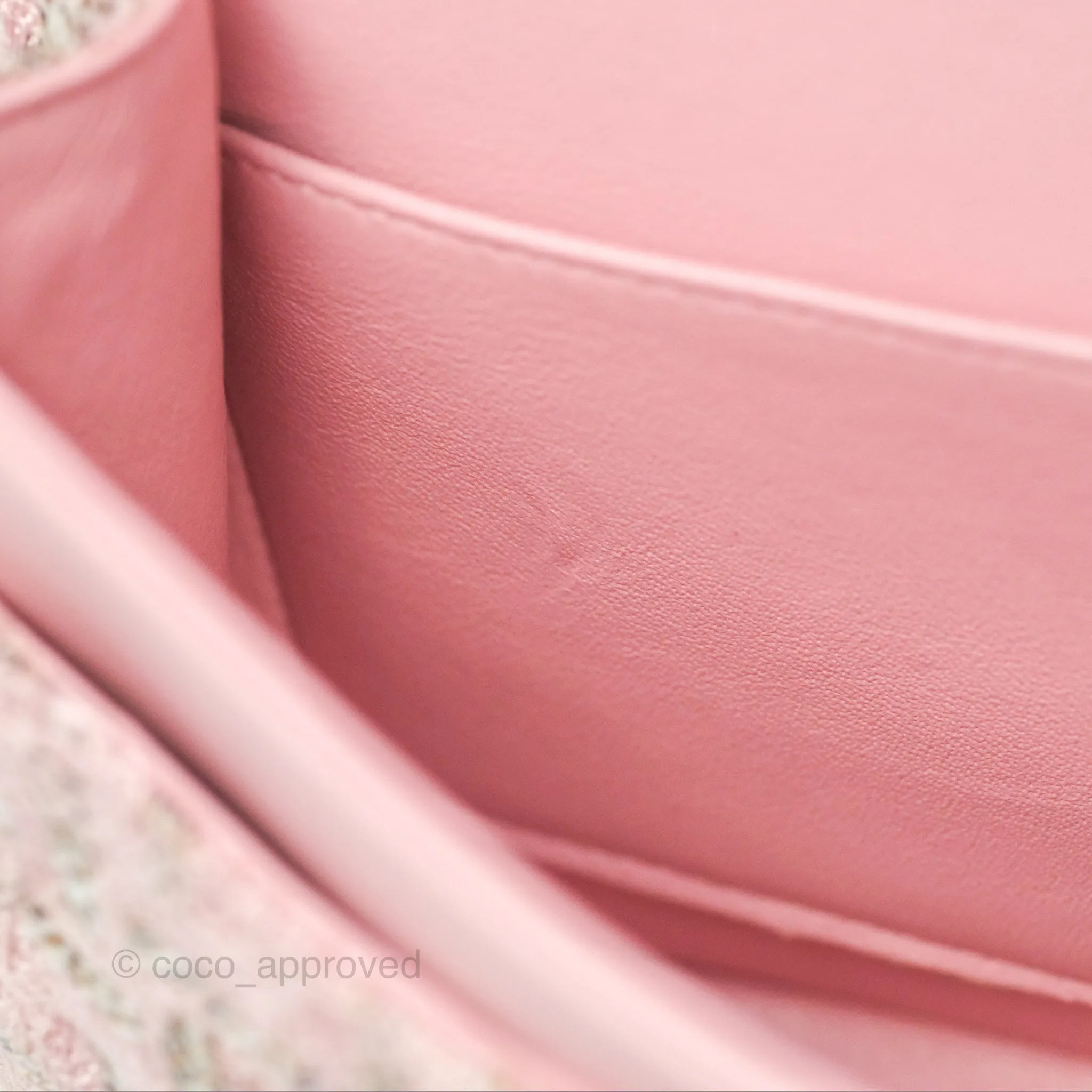 Chanel Classic M/L Medium Flap Quilted Pink Tweed Silver Hardware