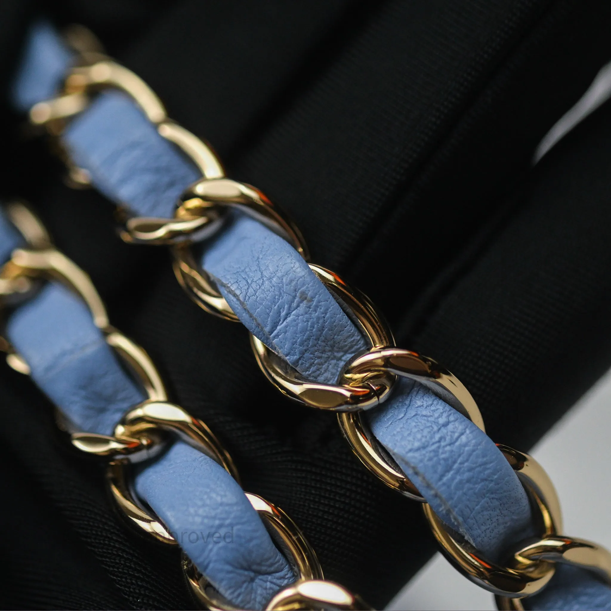 Chanel Classic M/L Medium Flap Quilted Sky Blue Lambskin Gold Hardware