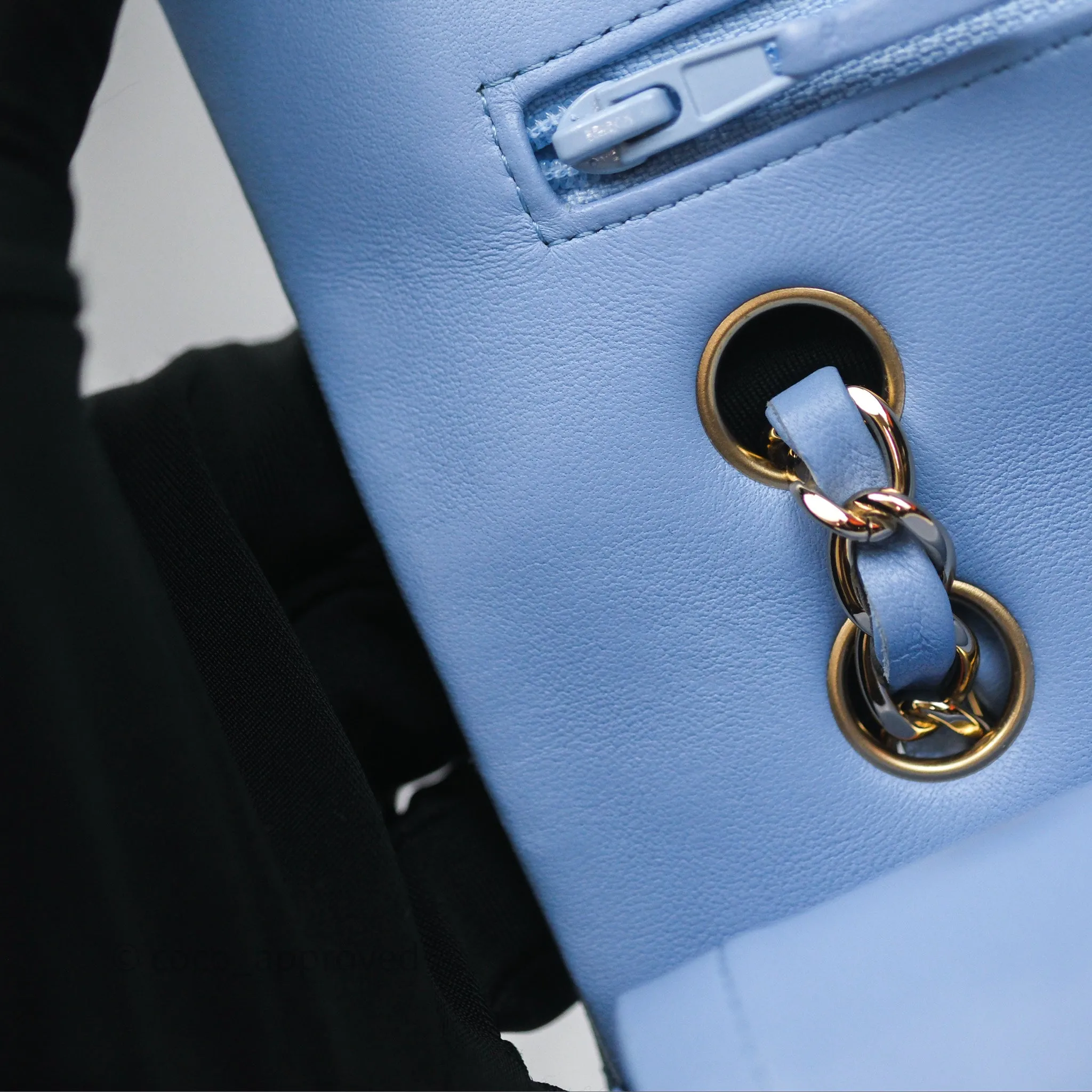 Chanel Classic M/L Medium Flap Quilted Sky Blue Lambskin Gold Hardware