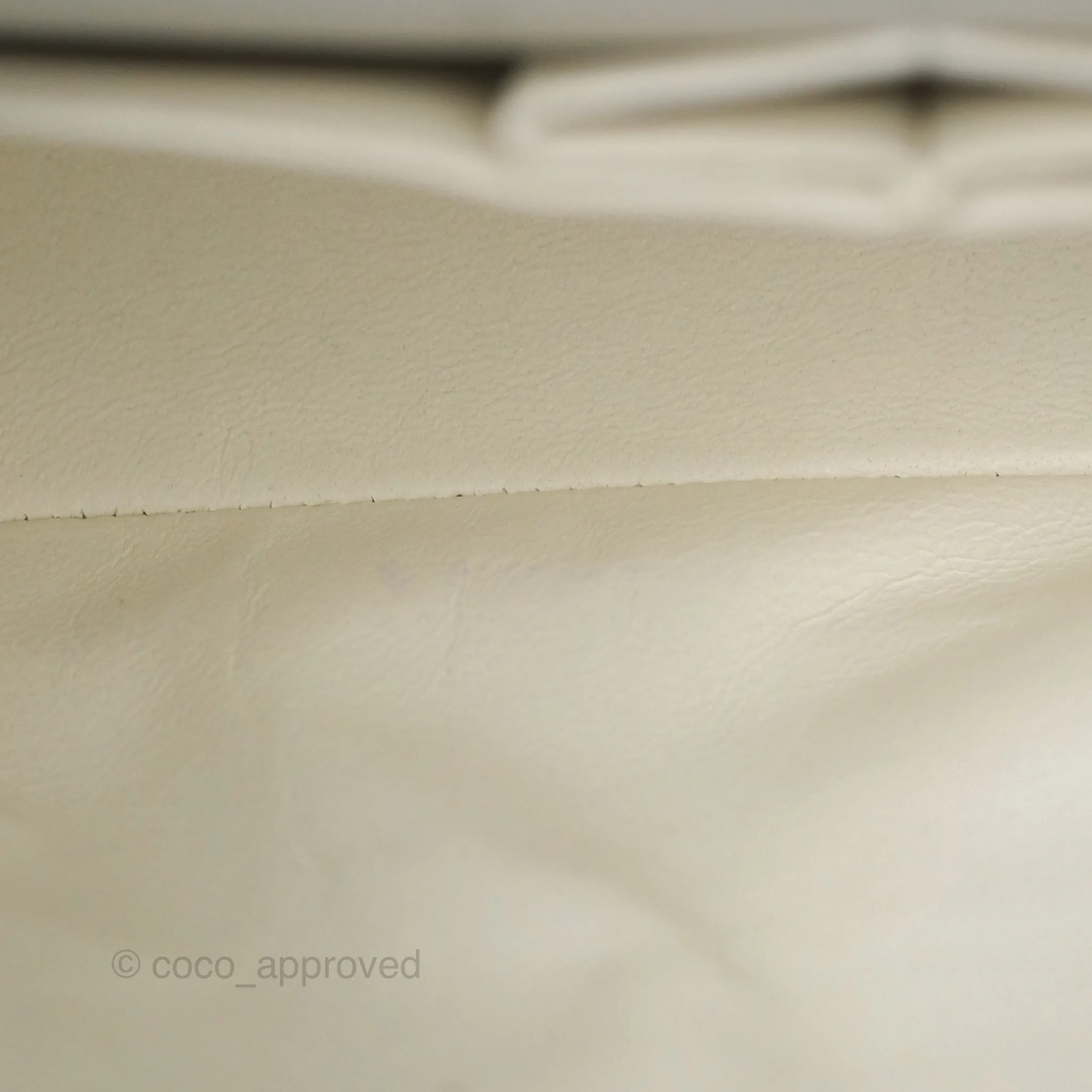 Chanel Classic M/L Medium Flap Quilted White Caviar Silver Hardware