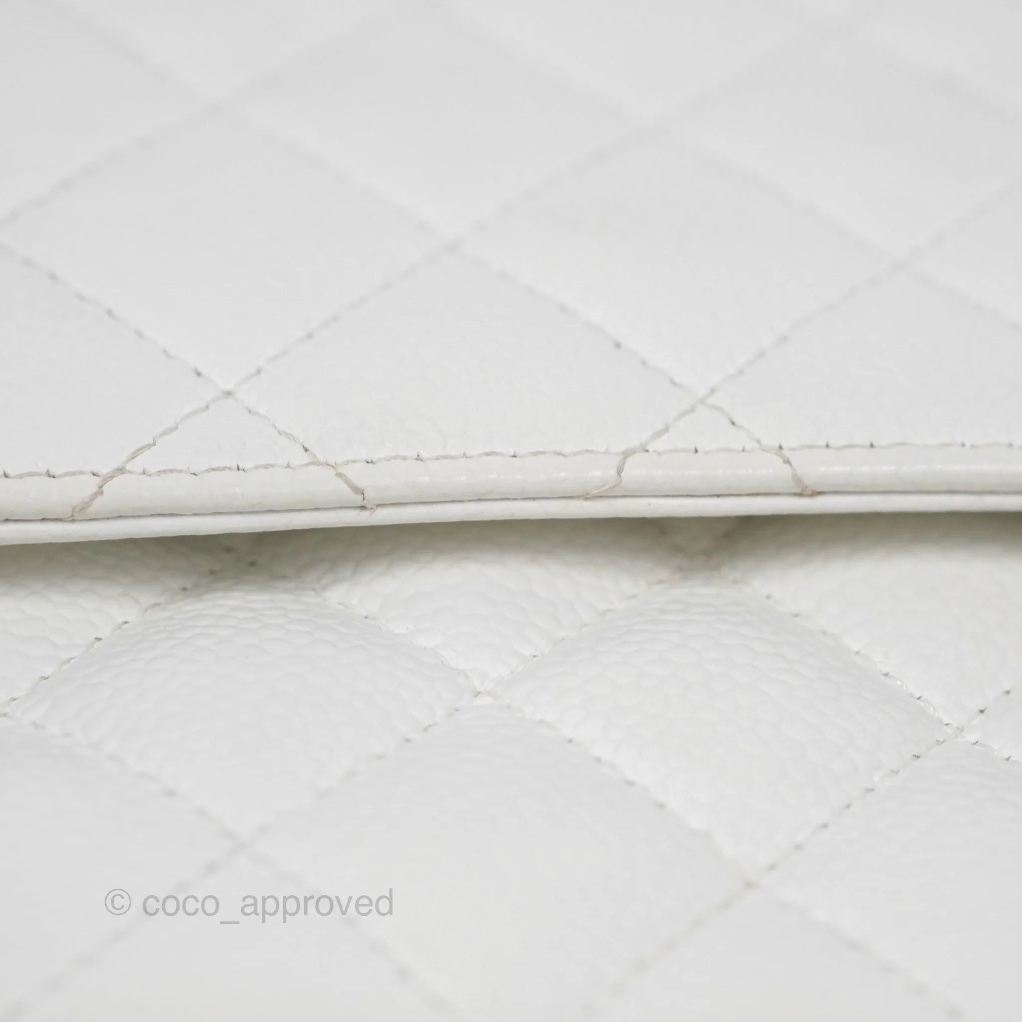 Chanel Classic M/L Medium Flap Quilted White Caviar Silver Hardware