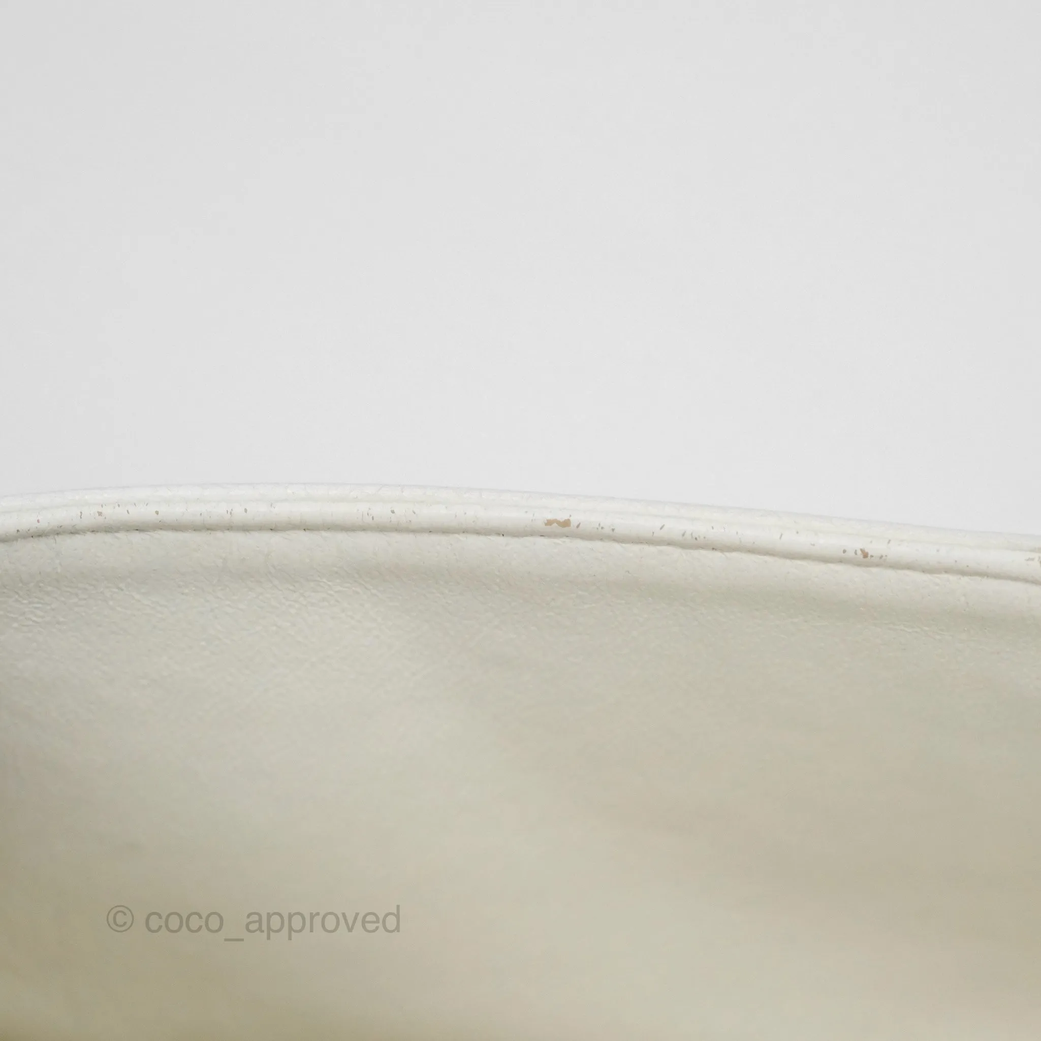 Chanel Classic M/L Medium Flap Quilted White Caviar Silver Hardware