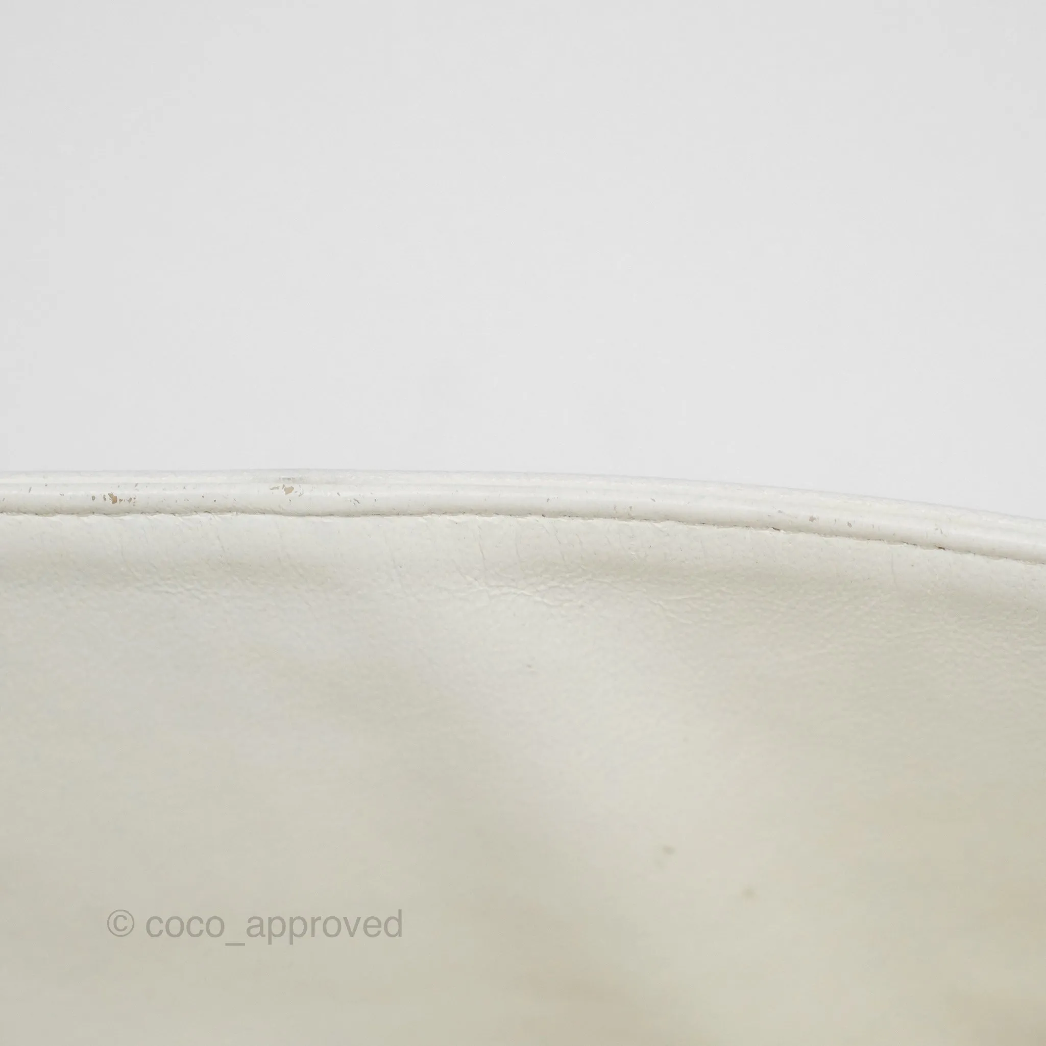 Chanel Classic M/L Medium Flap Quilted White Caviar Silver Hardware