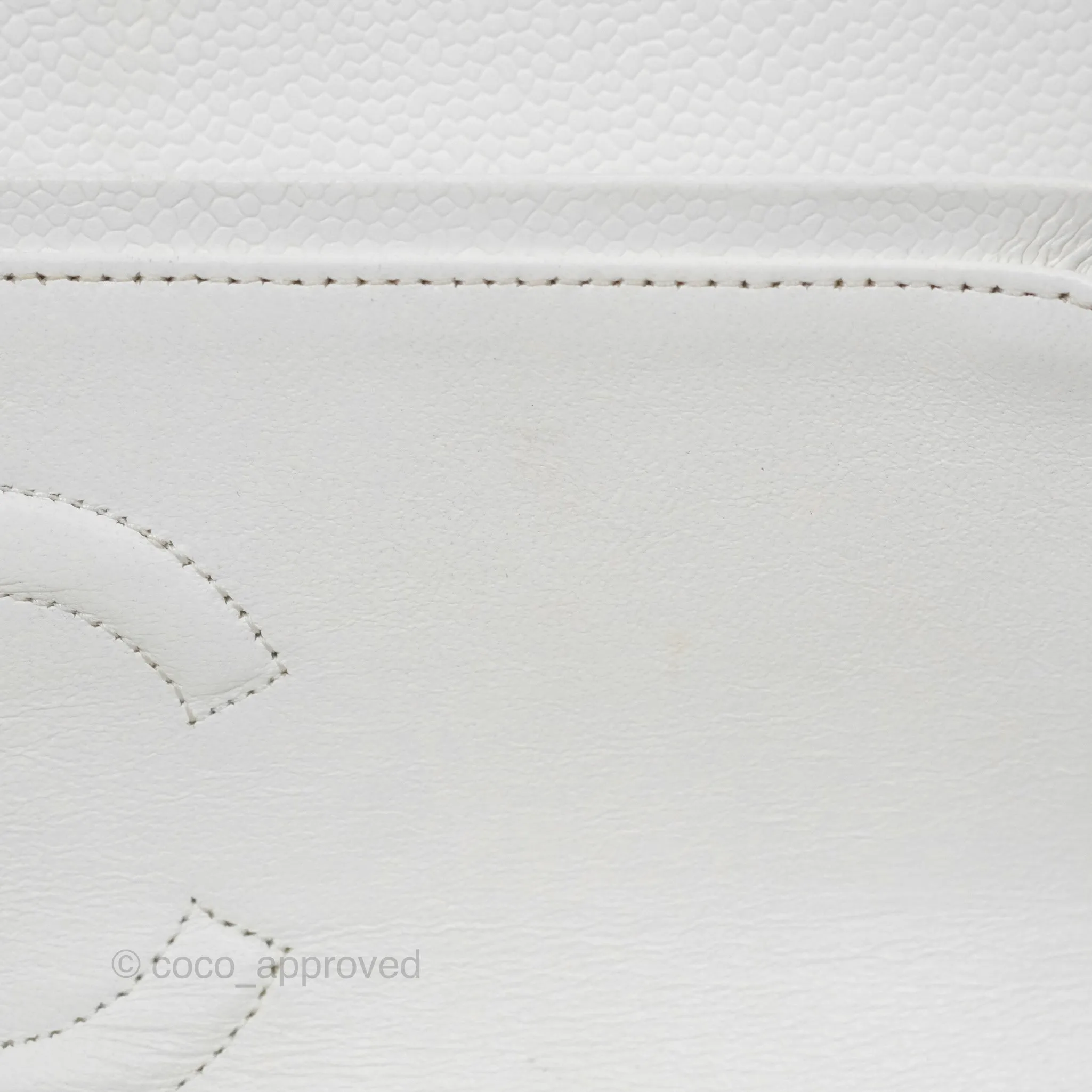 Chanel Classic M/L Medium Flap Quilted White Caviar Silver Hardware