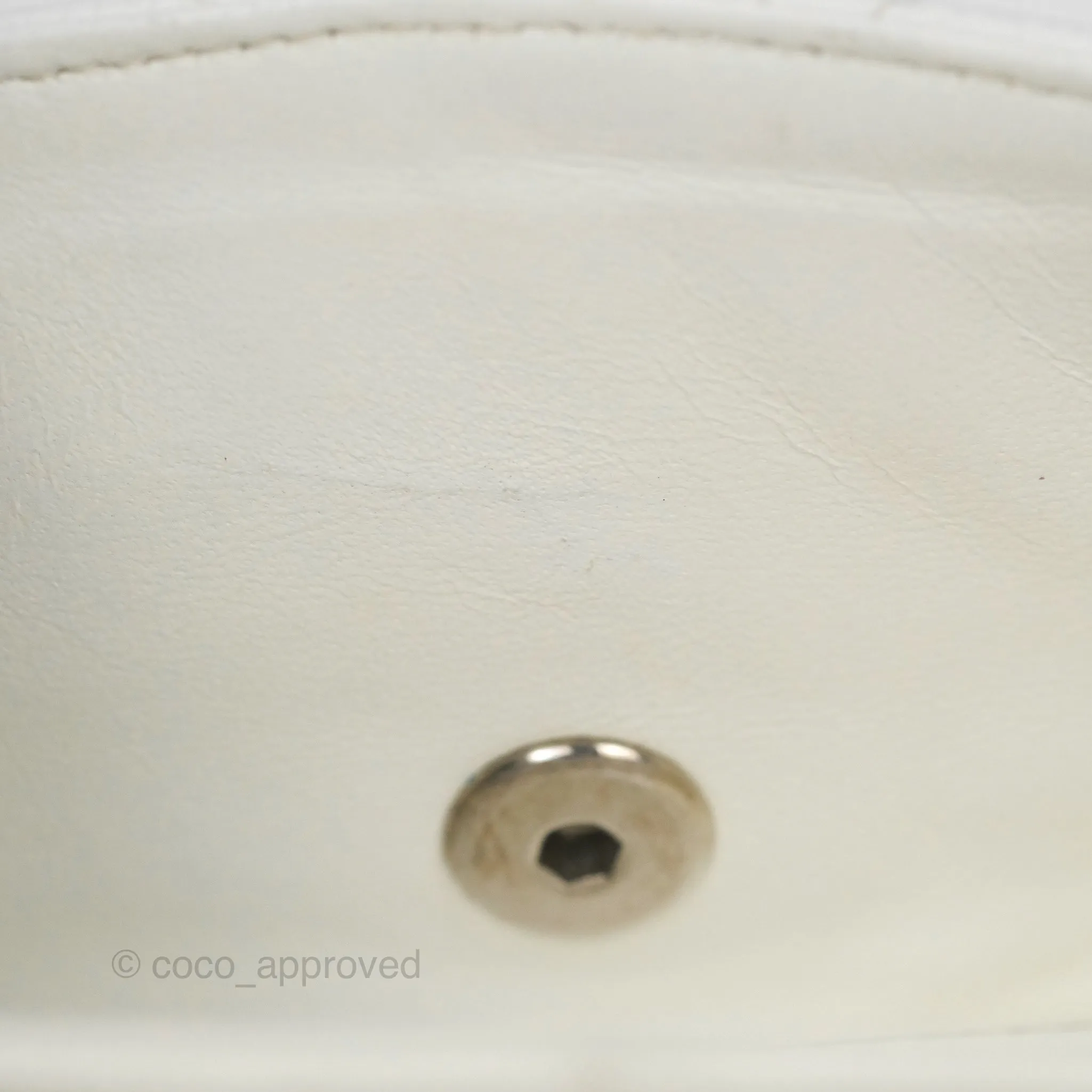 Chanel Classic M/L Medium Flap Quilted White Caviar Silver Hardware