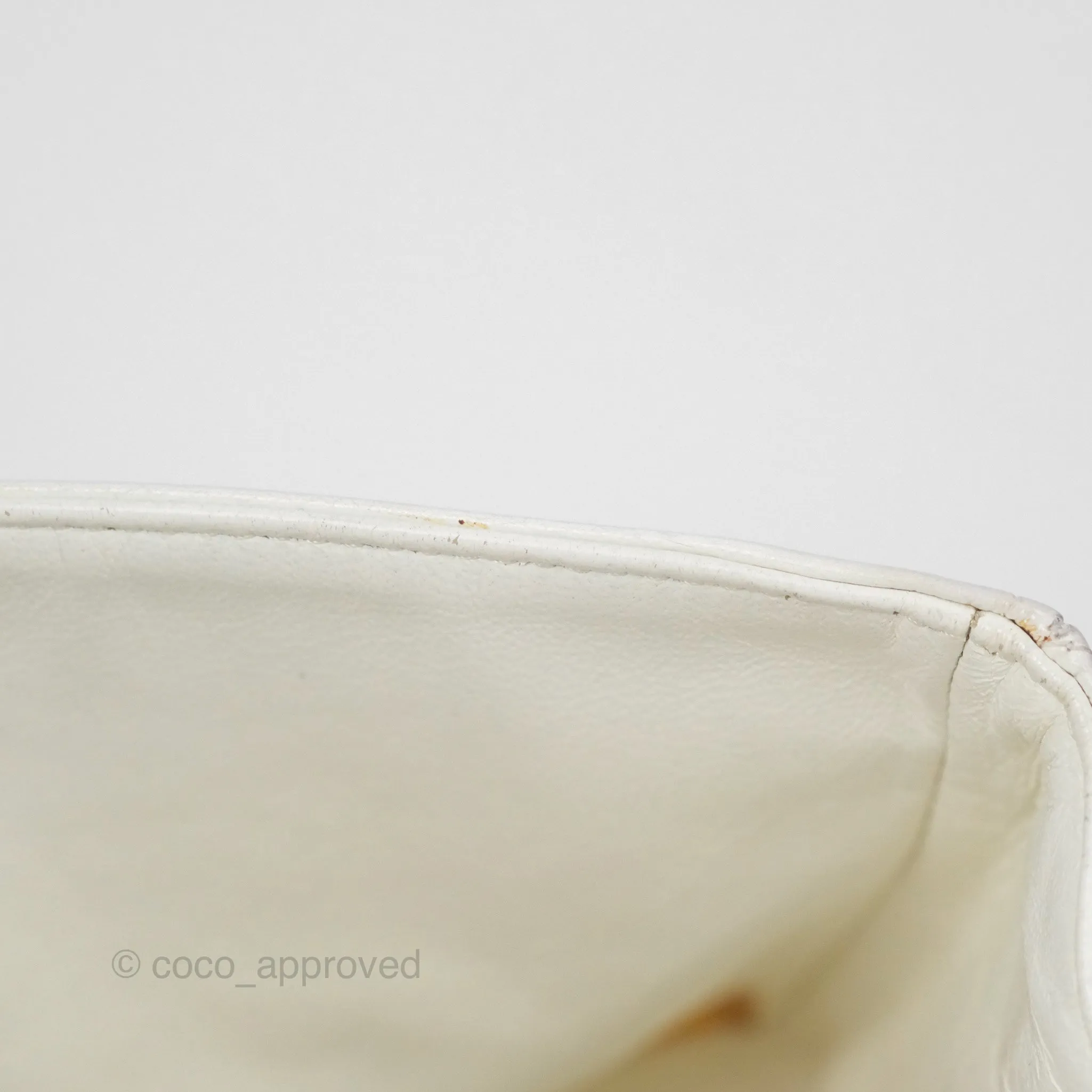 Chanel Classic M/L Medium Flap Quilted White Caviar Silver Hardware
