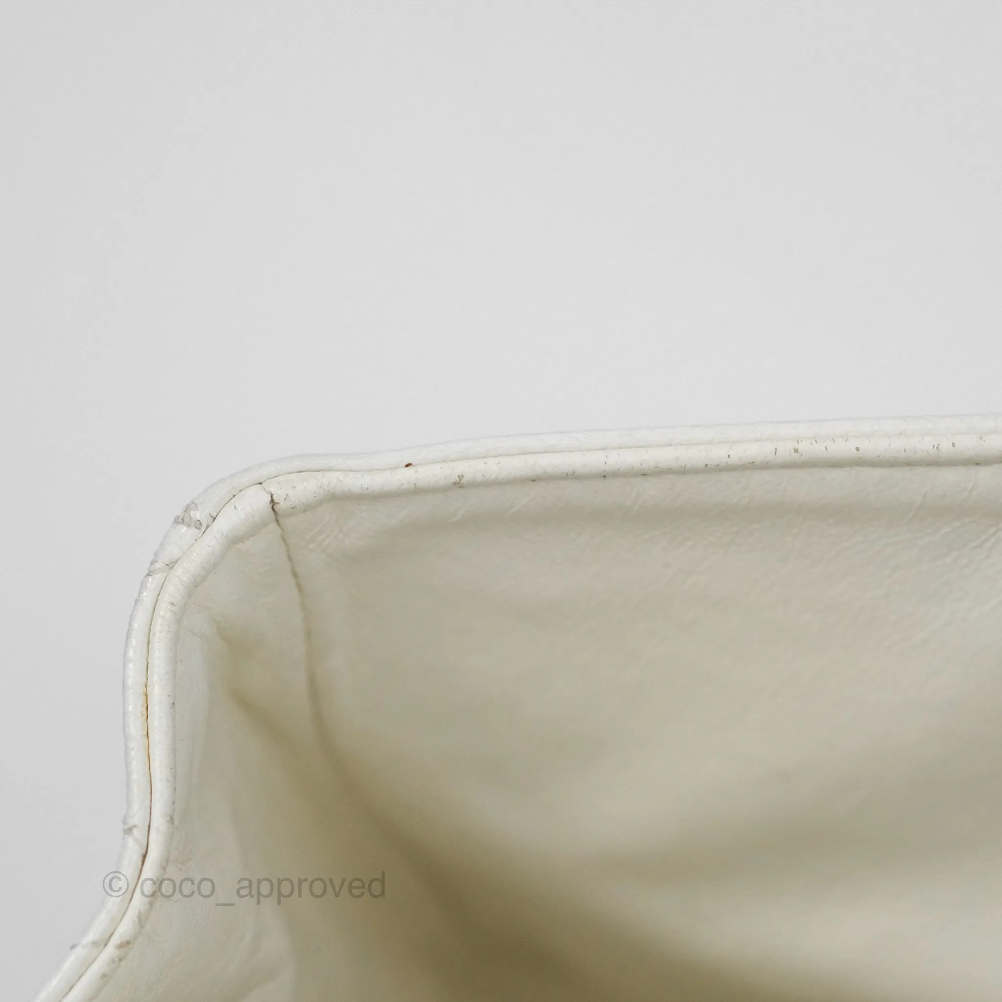 Chanel Classic M/L Medium Flap Quilted White Caviar Silver Hardware